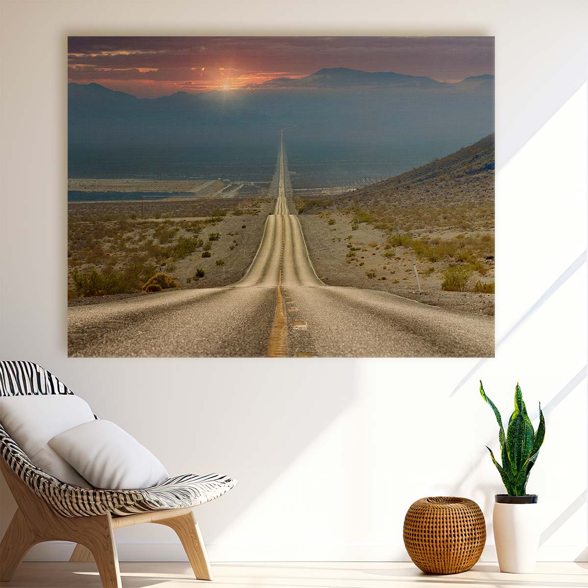 Sunset Drive in Mojave Desert Landscape Wall Art by Luxuriance Designs. Made in USA.