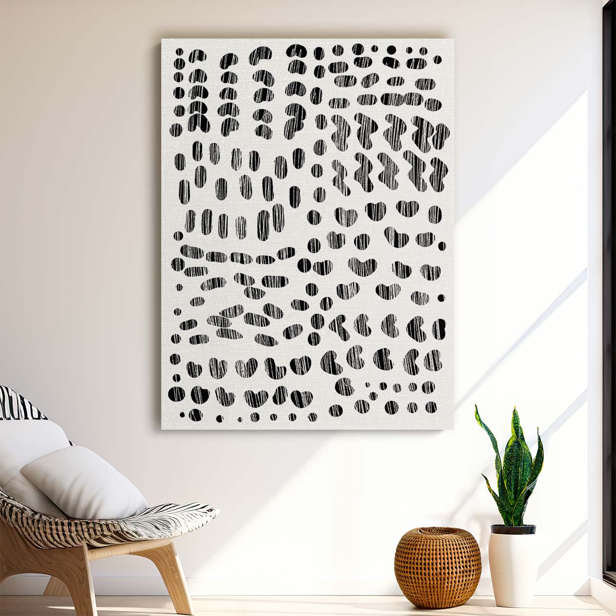 Modern Minimalistic Abstract Illustration by Dan Hobday - Monochrome Lines by Luxuriance Designs, made in USA