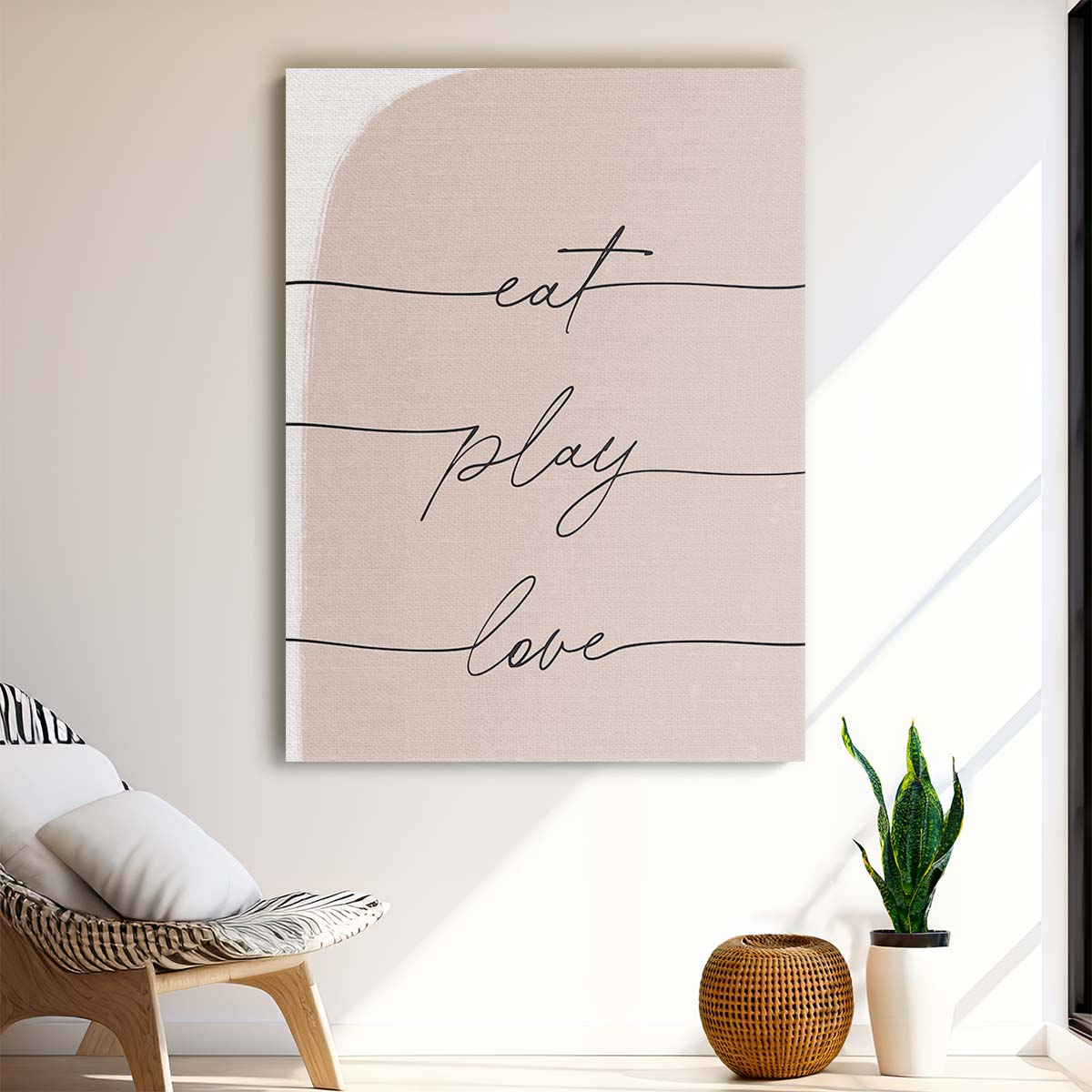 Beige Love Quote Illustration Wall Art by uplusmestudio by Luxuriance Designs, made in USA