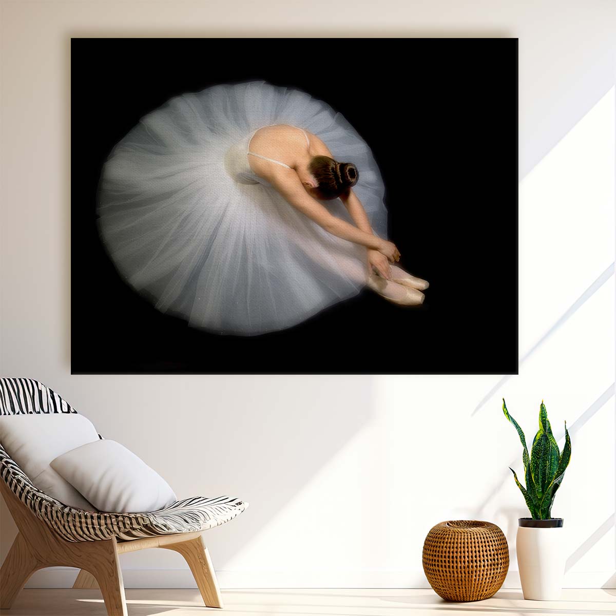 Graceful Ballerina Portrait in White Dress Wall Art by Luxuriance Designs. Made in USA.