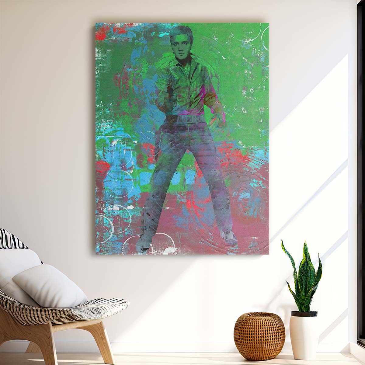 Elvis Presley Circles Green Graffiti Wall Art by Luxuriance Designs. Made in USA.