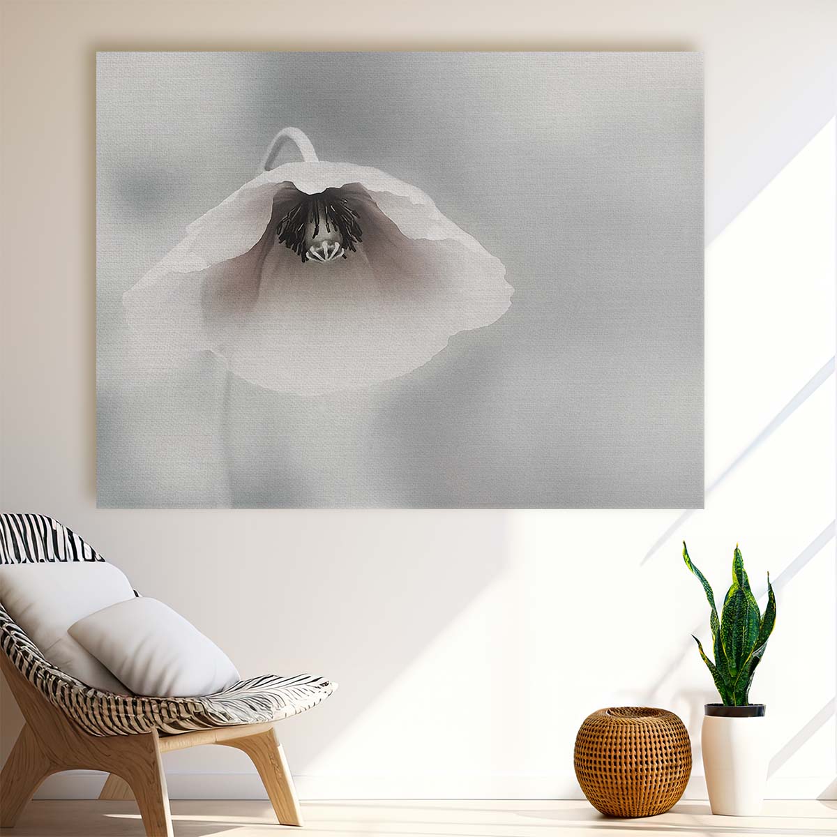 Delicate White Poppy Floral Macro Garden Wall Art by Luxuriance Designs. Made in USA.