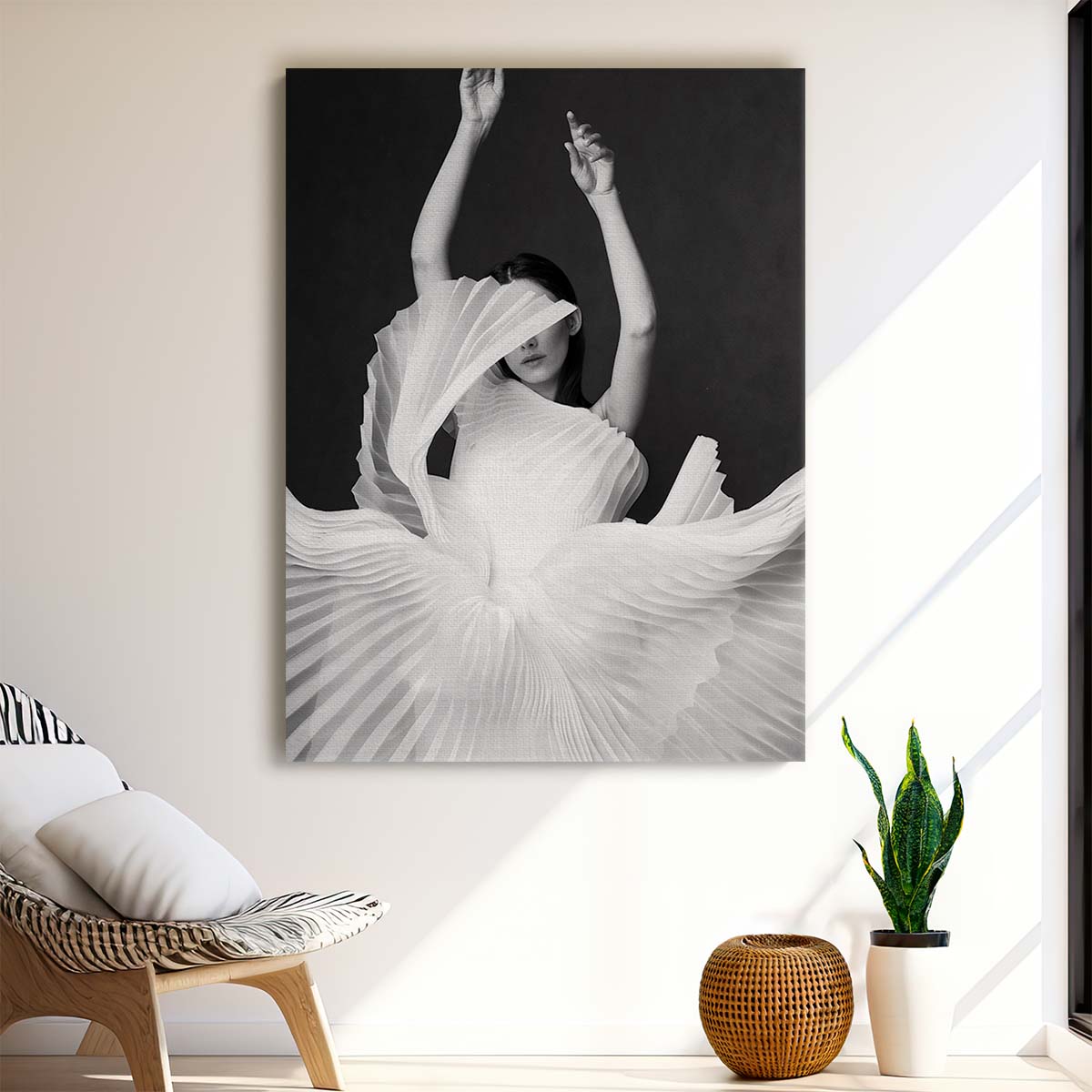 Monochrome Fashion Model Photography Anonymous Dancing Woman Portrait by Luxuriance Designs, made in USA