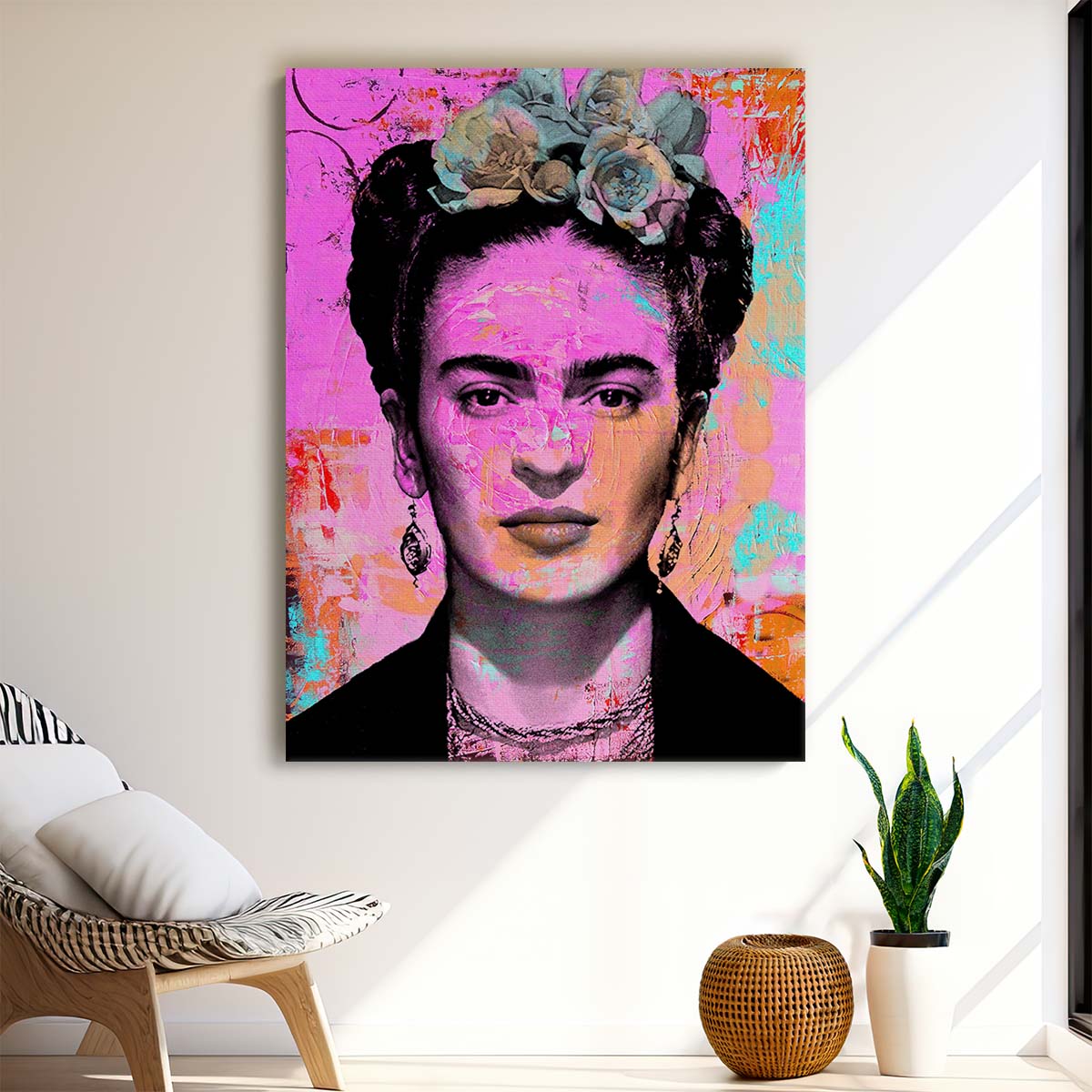 Frida Kahlo Portrait Circles Graffiti Wall Art by Luxuriance Designs. Made in USA.