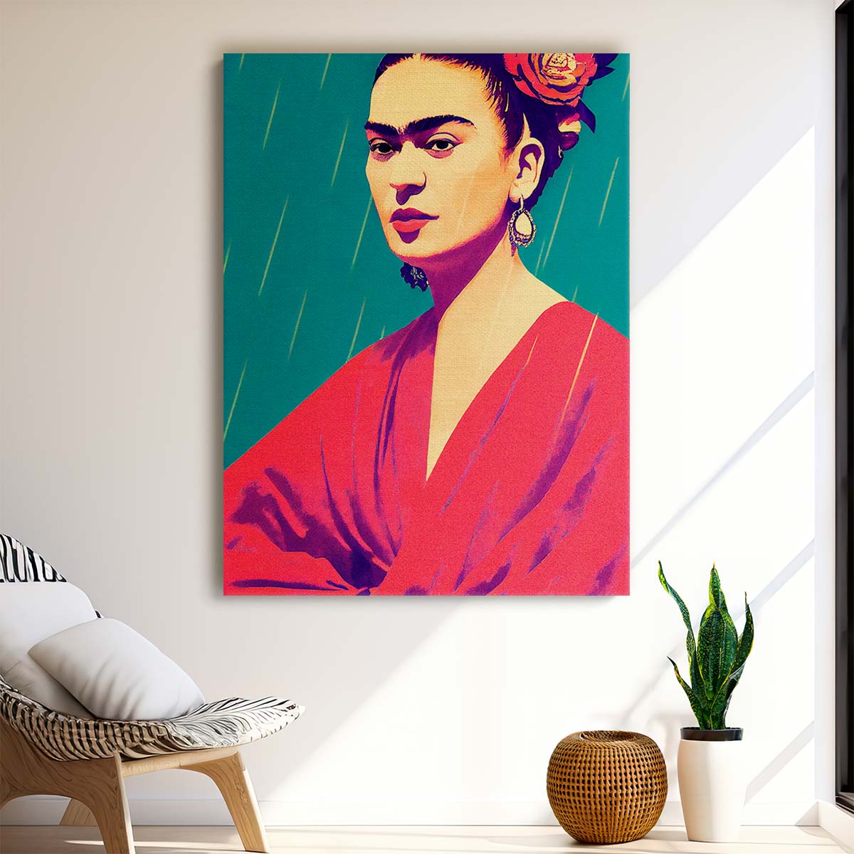Frida Kahlo Colorful Floral Portrait Illustration by Treechild by Luxuriance Designs, made in USA