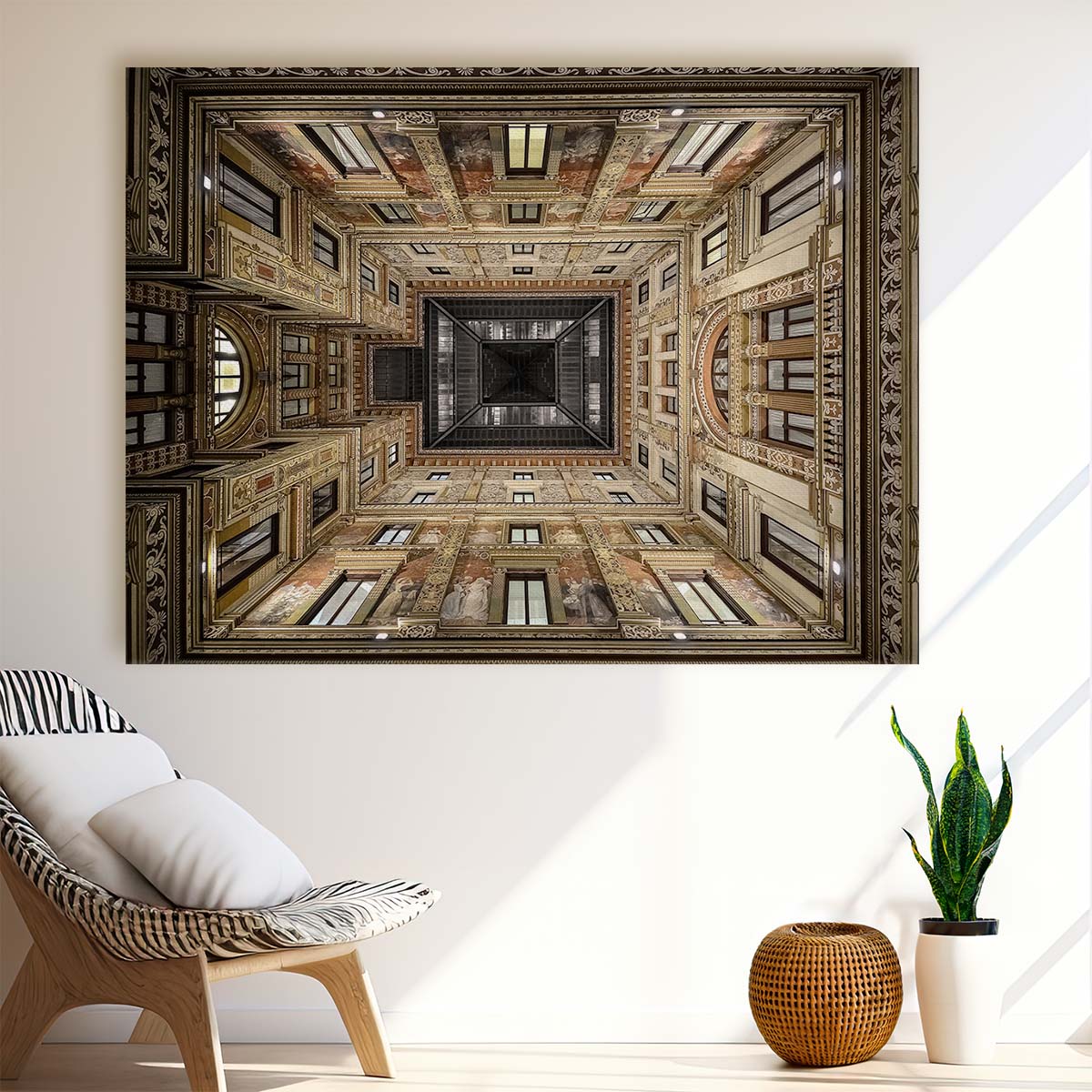 Rome's Historic Galleria Sciarra Courtyard Architecture Wall Art by Luxuriance Designs. Made in USA.