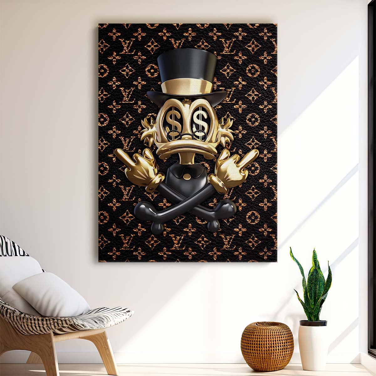 Gold Scrooge McDuck Wall Art by Luxuriance Designs. Made in USA.