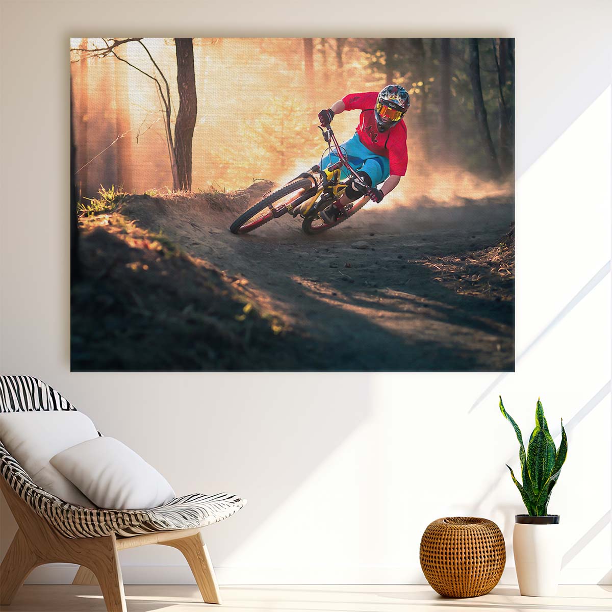 Golden MTB Freeride Adventure Bermed Corner Wall Art by Luxuriance Designs. Made in USA.