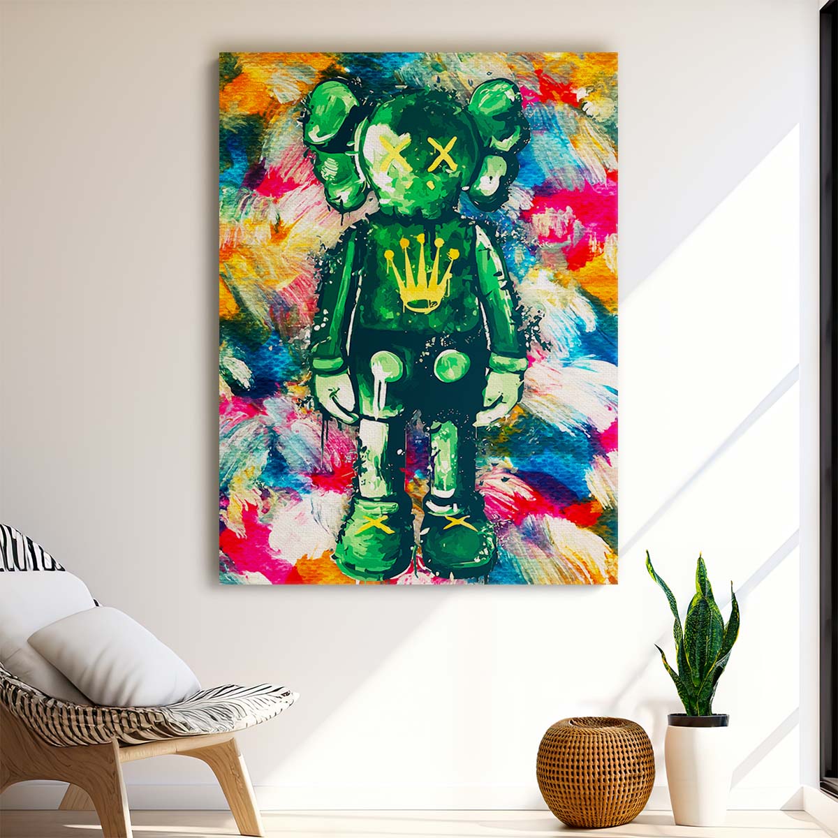 Green Kaws Rolex Watercolor Wall Art by Luxuriance Designs. Made in USA.