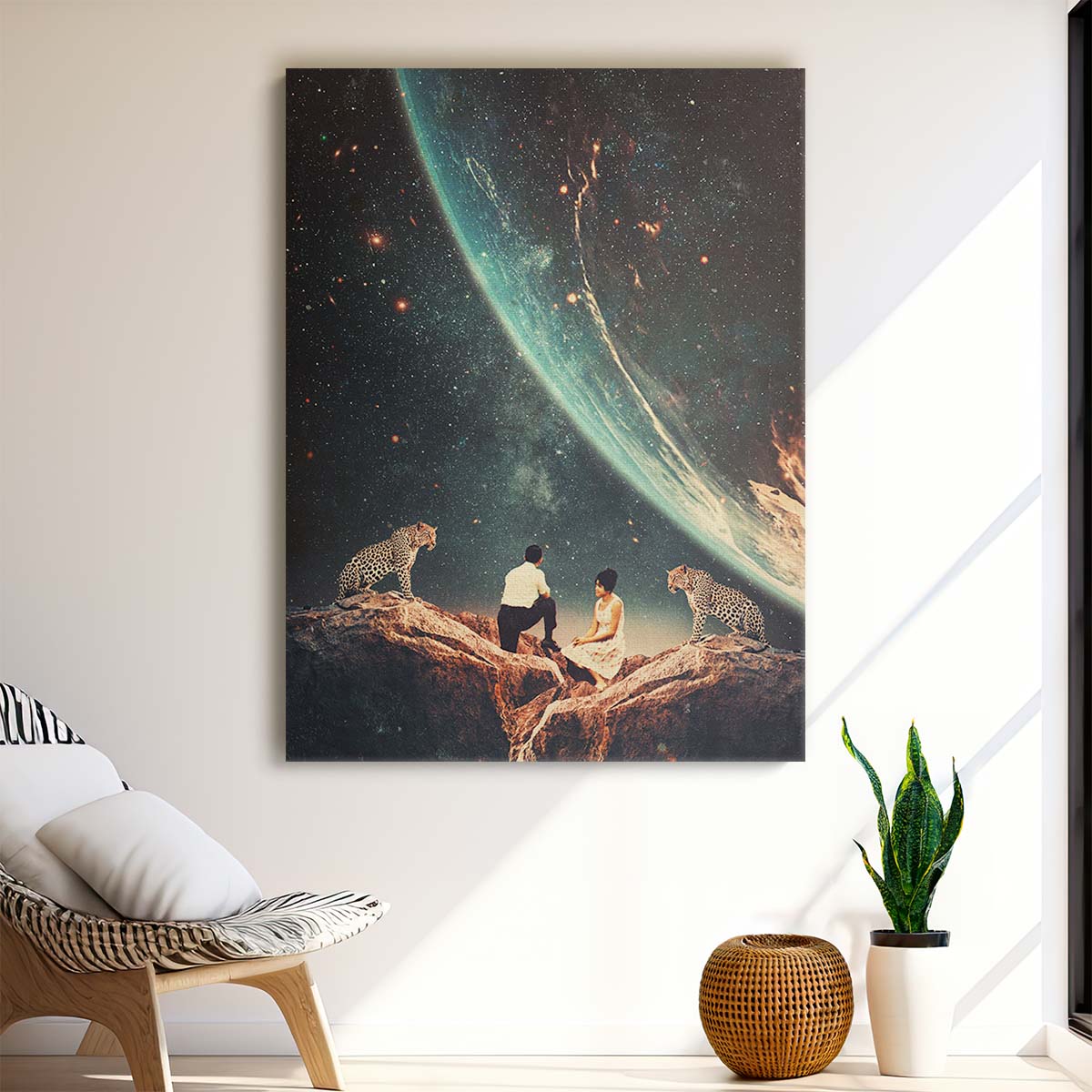 Romantic Retrofuturism Space Illustration Art by Frank Moth by Luxuriance Designs, made in USA