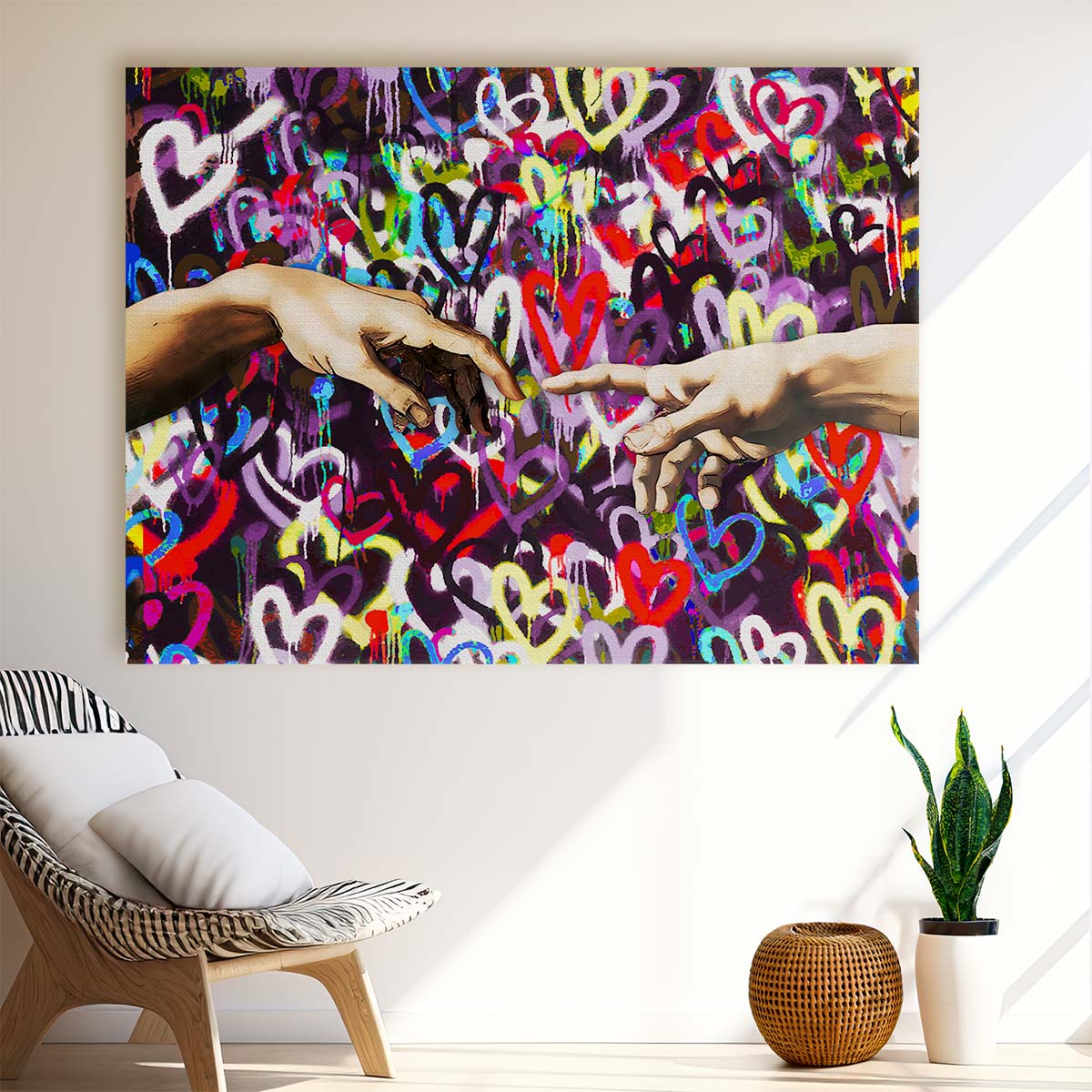 Hands Love Touch Graffiti Wall Art by Luxuriance Designs. Made in USA.