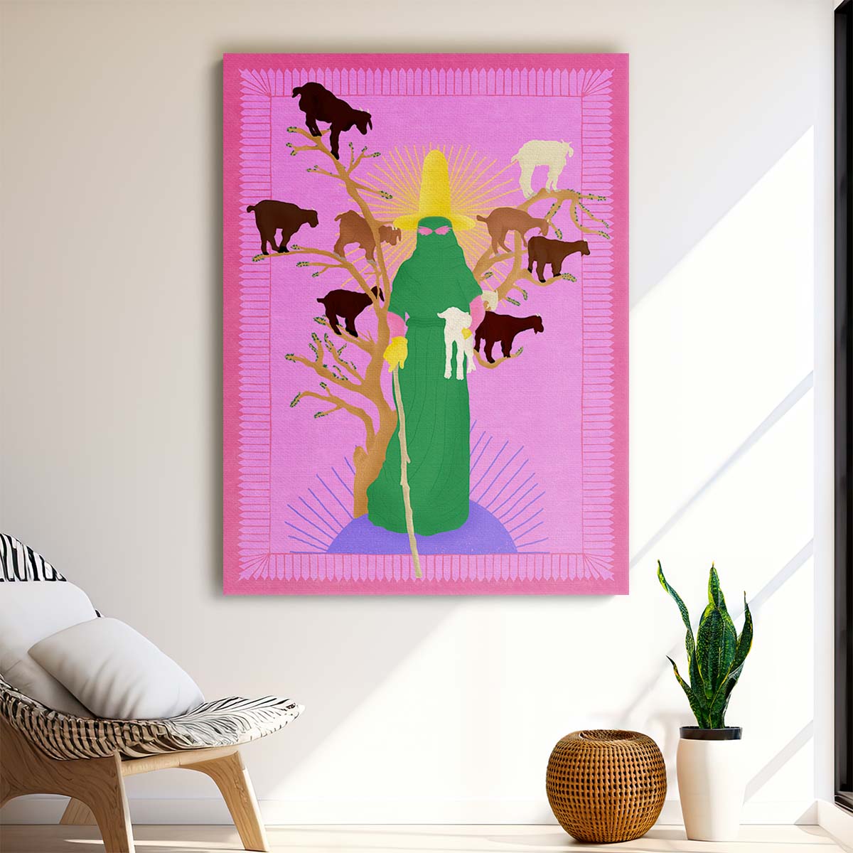 Colorful Feminist Humor Illustration, Holy Woman Herder Art Print by Luxuriance Designs, made in USA