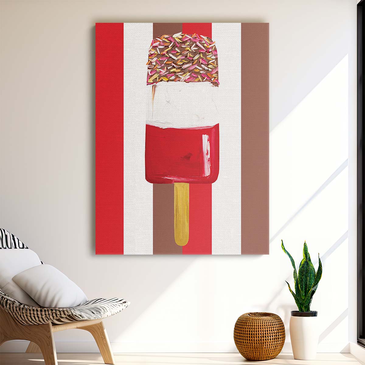 Colorful Ice Cream Popsicle Illustration for Kitchen Wall Art by Luxuriance Designs, made in USA