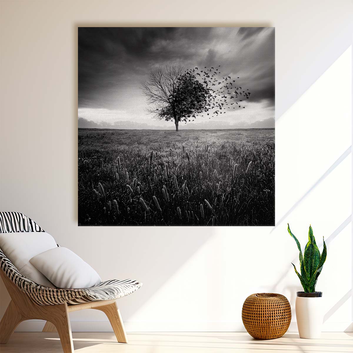 Autumnal Solitude in Monochrome Landscape Photography Wall Art by Luxuriance Designs. Made in USA.