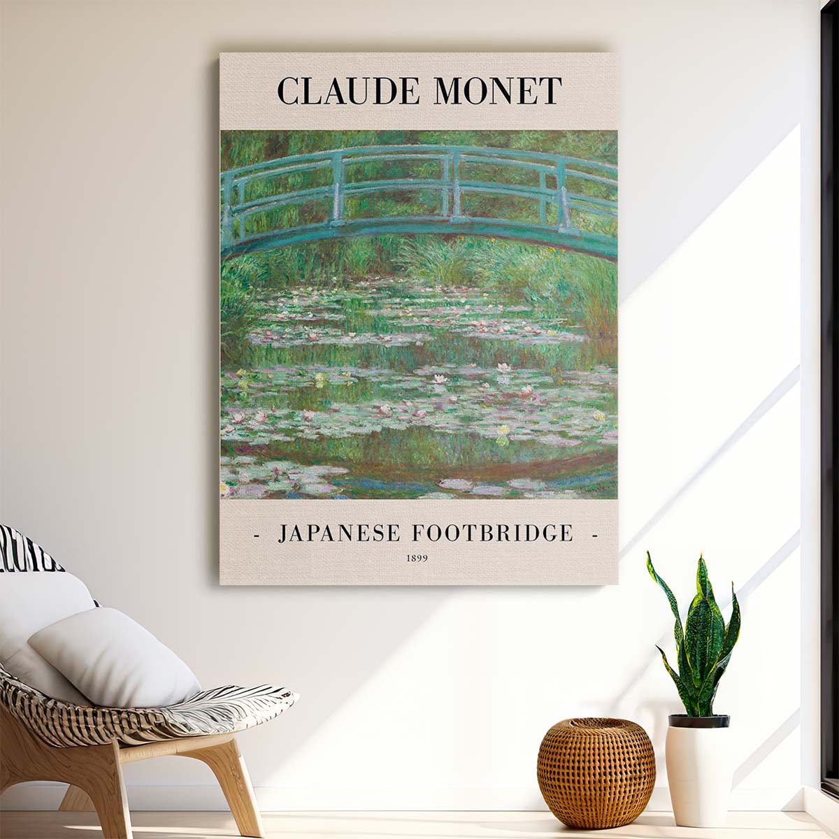 Claude Monet's 1899 Japanese Footbridge Oil Painting Illustration by Luxuriance Designs, made in USA
