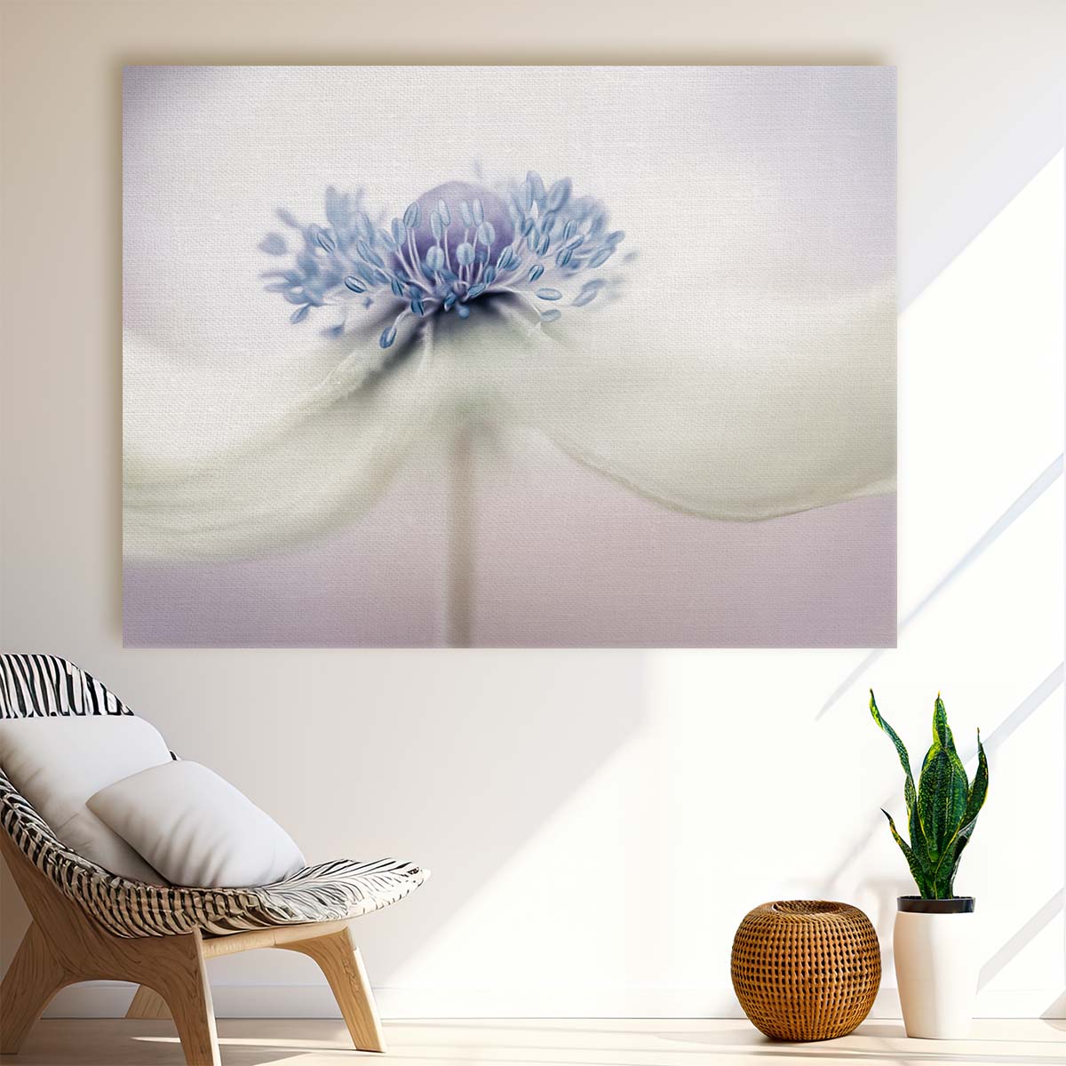 Japanese Anemone Macro Floral Bokeh Wall Art by Luxuriance Designs. Made in USA.