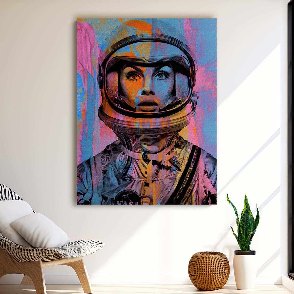 Jeannie Shrimpton Girl Astronaut 60s Space Age Wall Art by Luxuriance Designs. Made in USA.