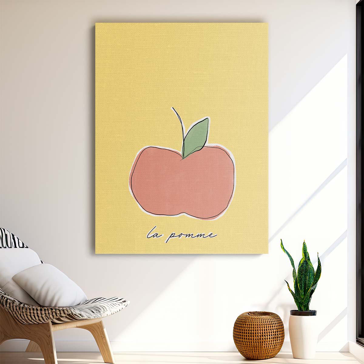 French Apple Illustration, Yellow Fruit Kitchen Art by uplusmestudio by Luxuriance Designs, made in USA