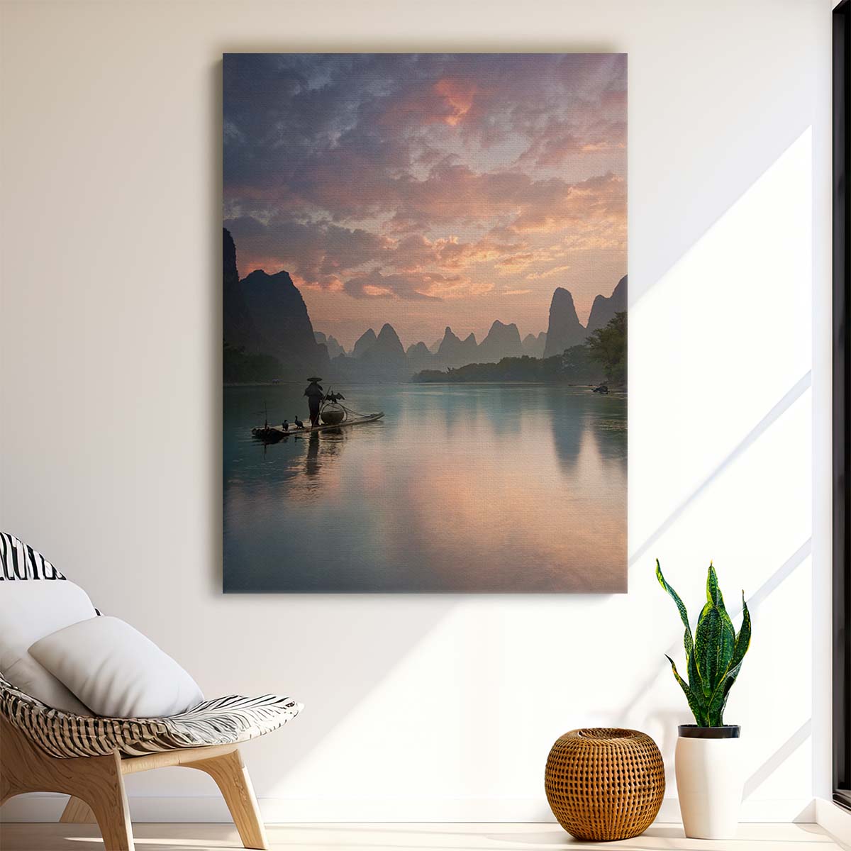 Yan Zhang's Li River Sunrise Landscape Photography, China by Luxuriance Designs, made in USA