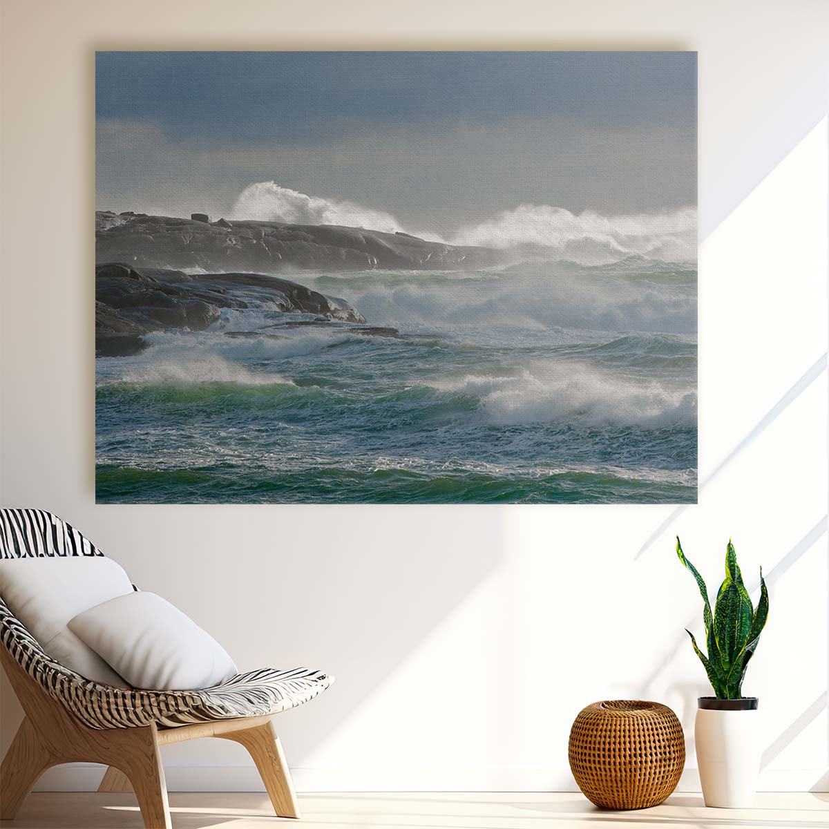 Nova Scotia Lighthouse Amidst Waves - Coastal Seascape Photography Wall Art