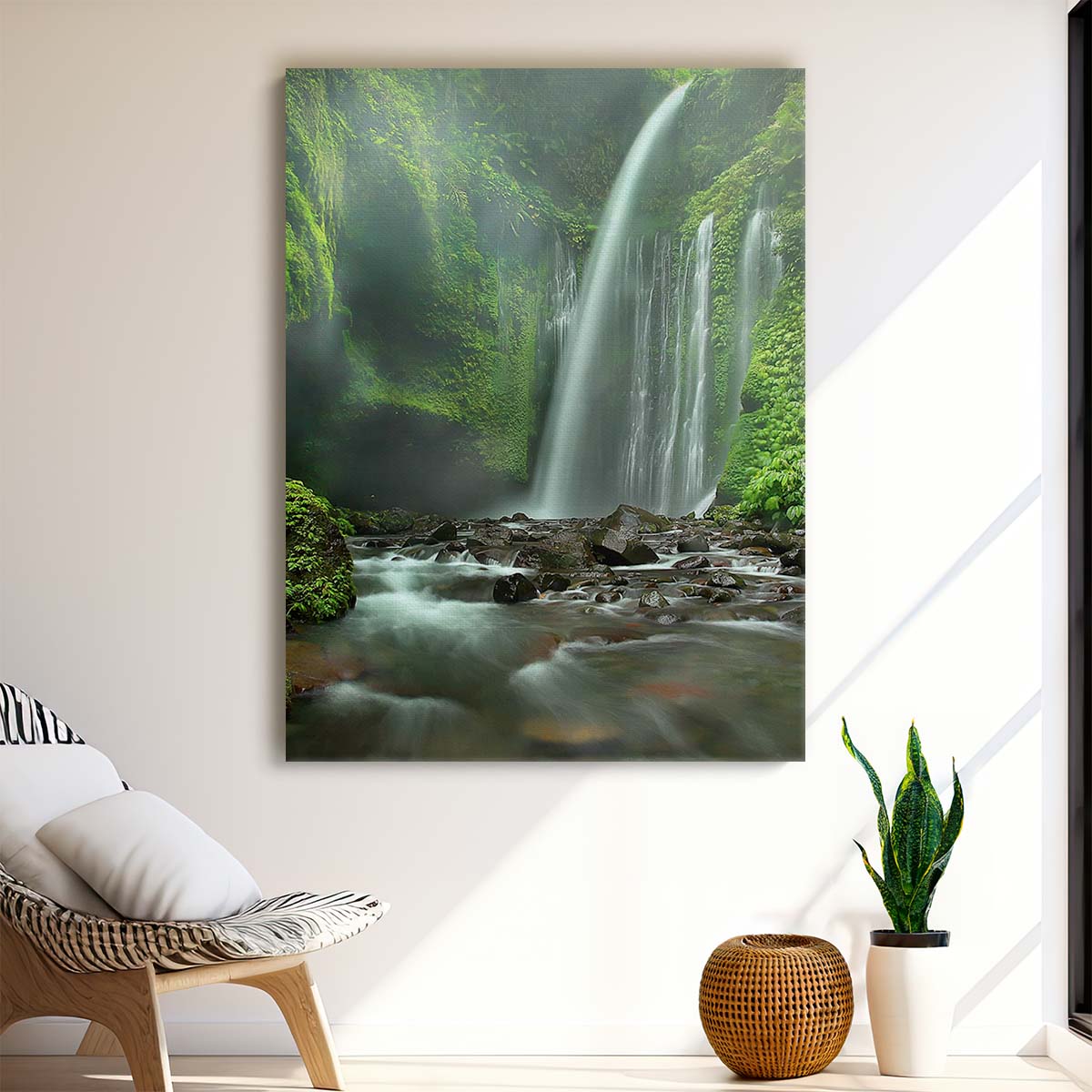 Long Exposure Photography of Lombok Waterfall, Tropical Landscape, Indonesia by Luxuriance Designs, made in USA