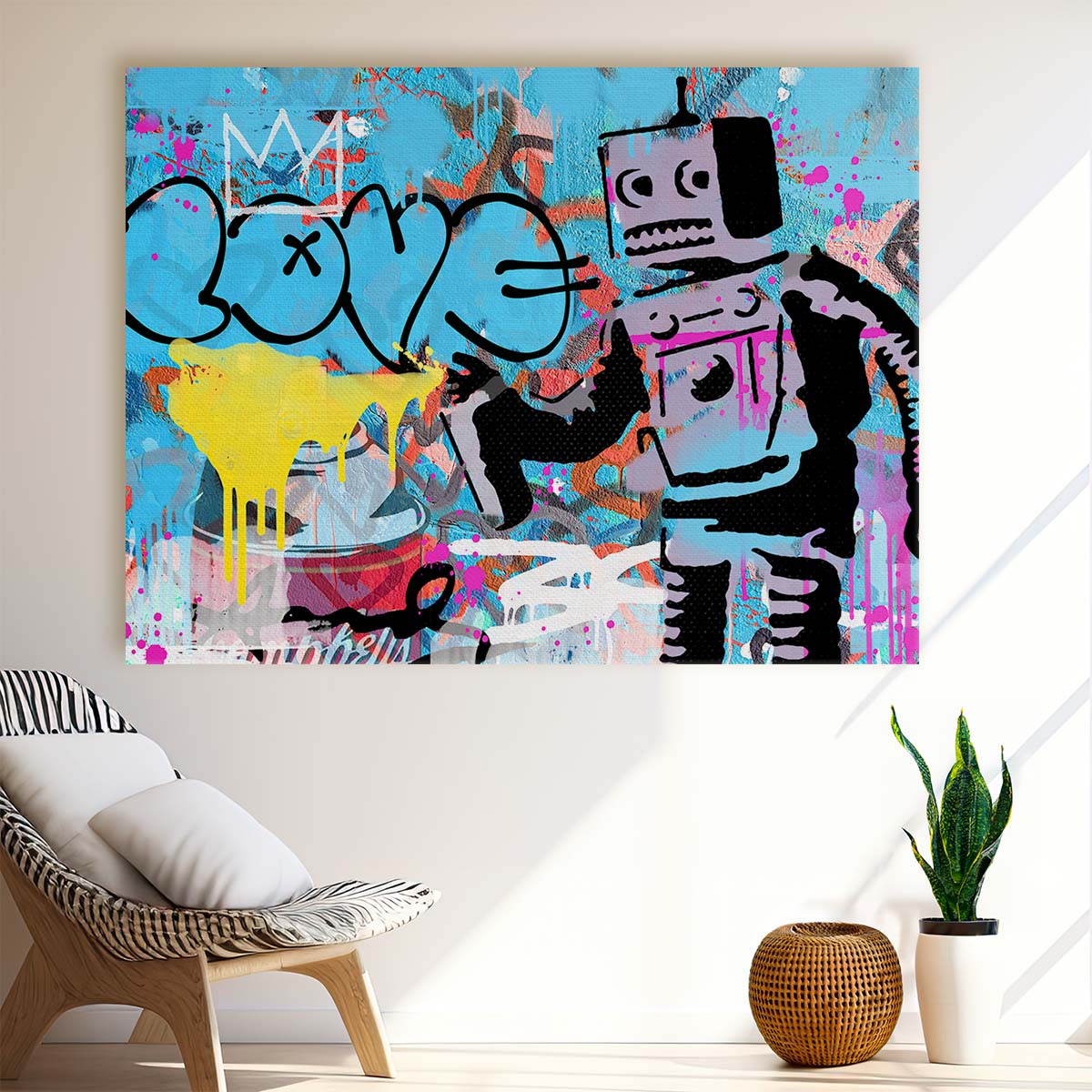 Banksy Love Robot Graffiti Wall Art by Luxuriance Designs. Made in USA.