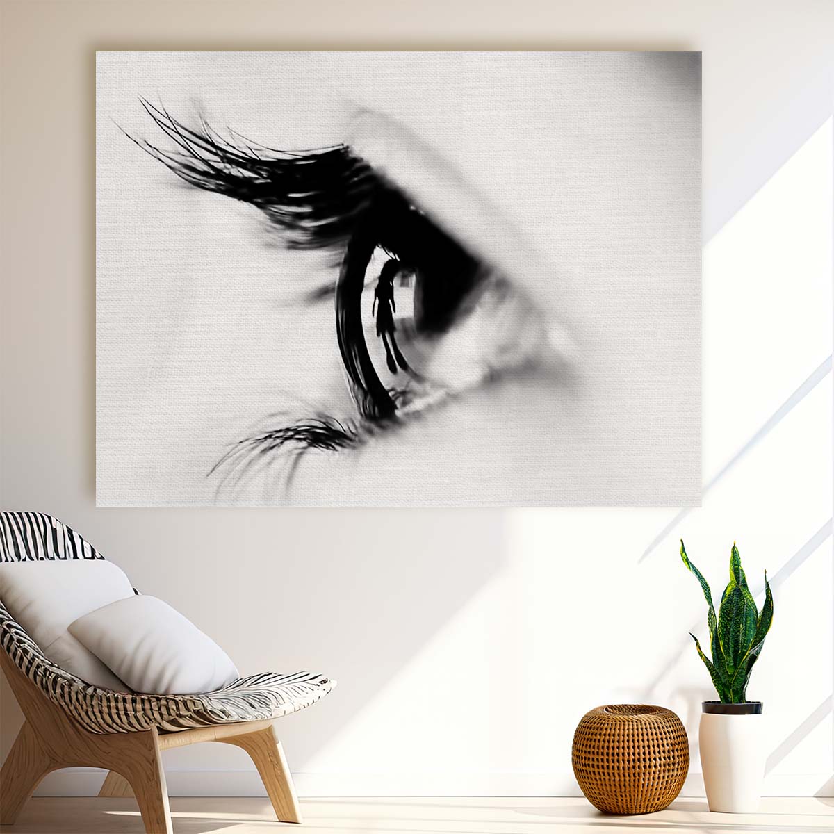 Monochrome Macro Girl Eye Reflection Wall Art by Luxuriance Designs. Made in USA.