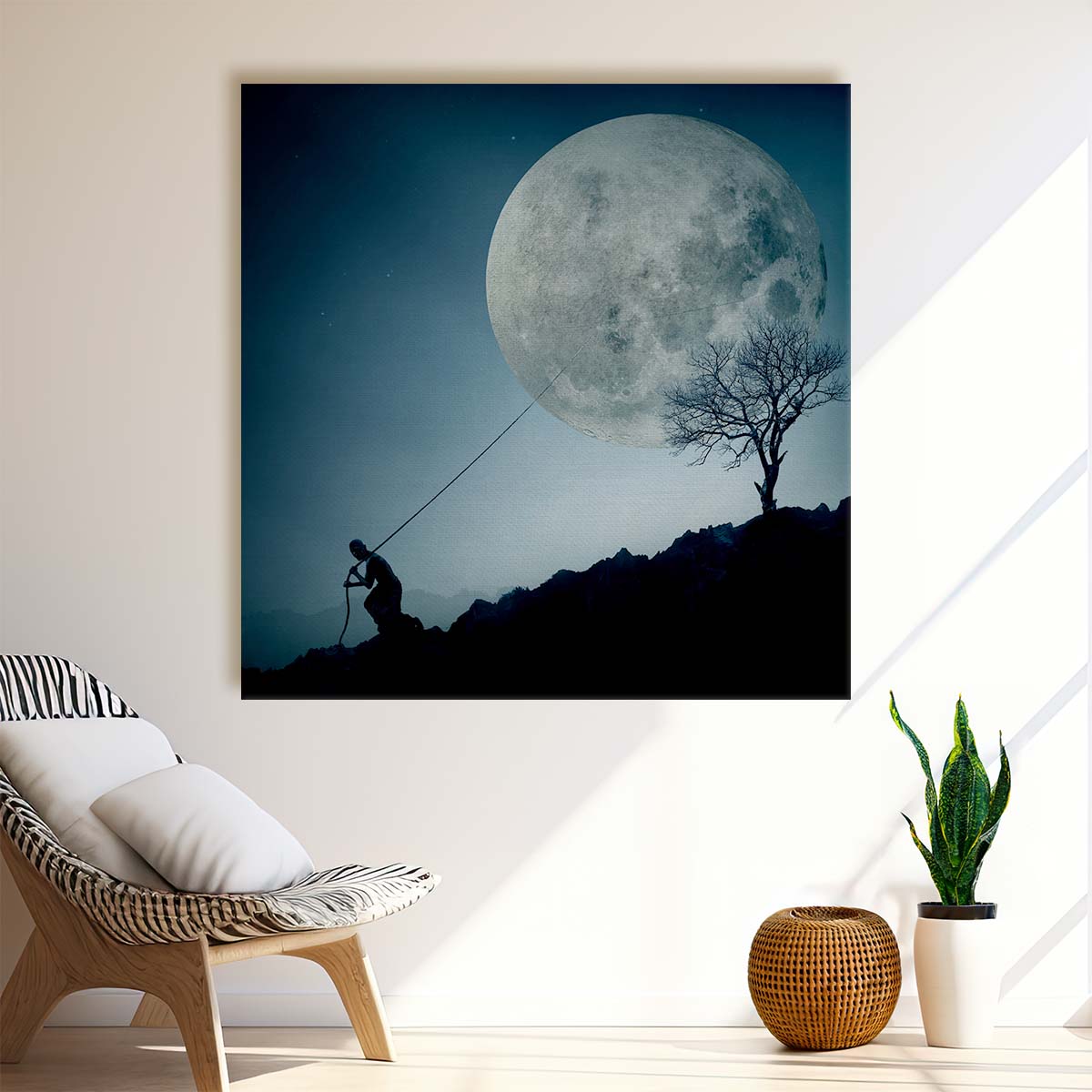 Astronomical Moonrise Silhouette Surreal Landscape Photography Wall Art by Luxuriance Designs. Made in USA.