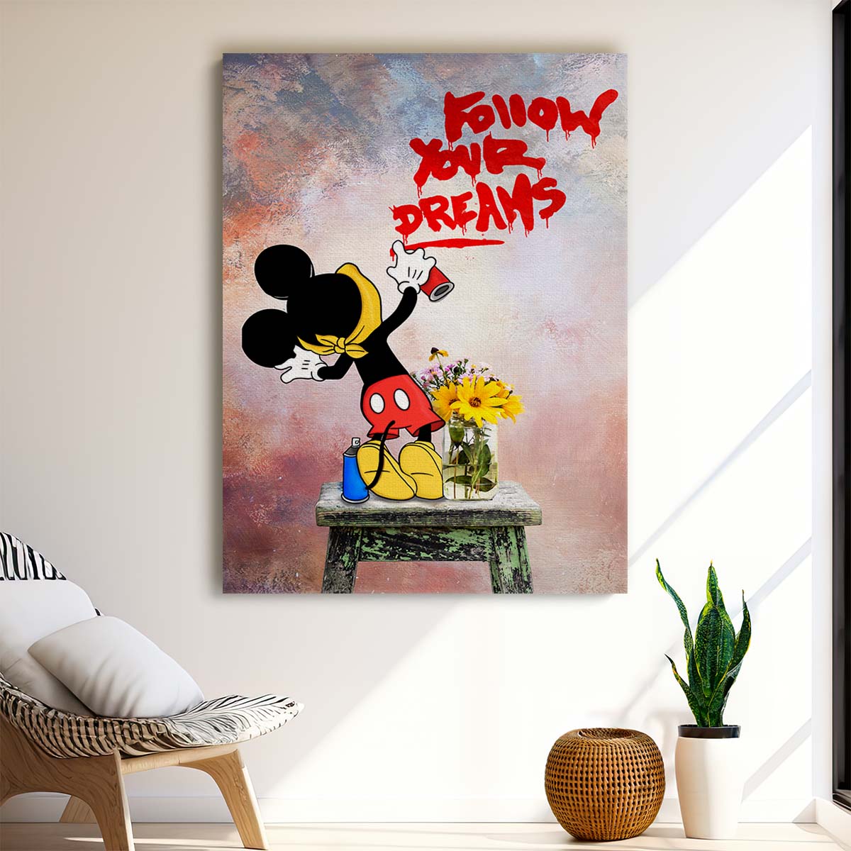 Mickey Mouse Follow Your Dreams Wall Art by Luxuriance Designs. Made in USA.