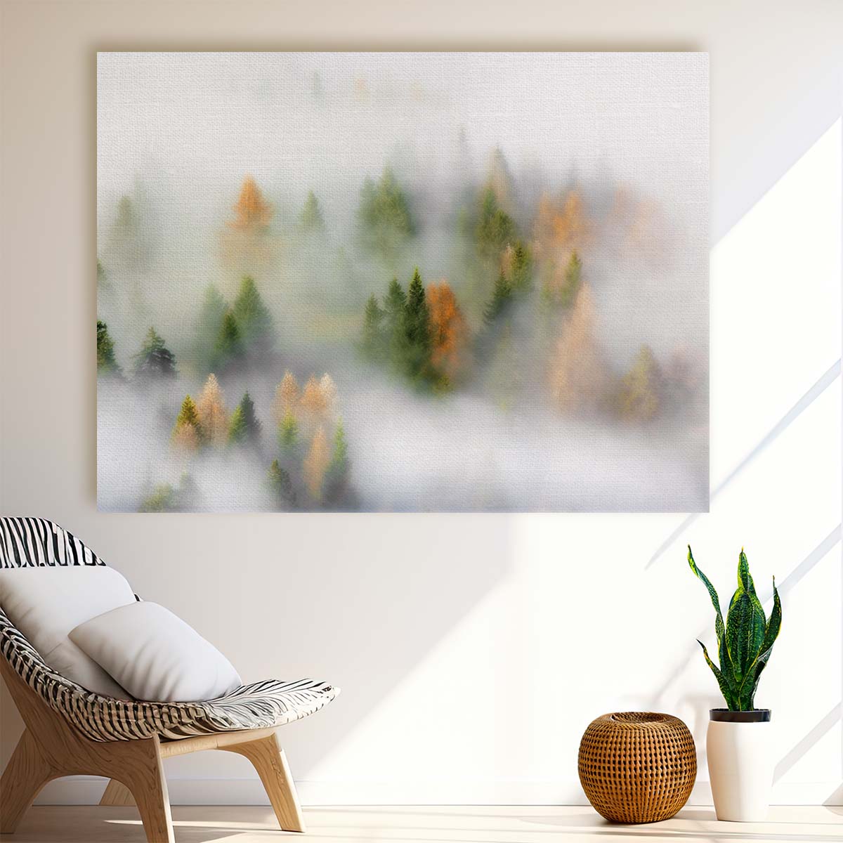Misty Autumn Forest Aerial View Wall Art by Luxuriance Designs. Made in USA.