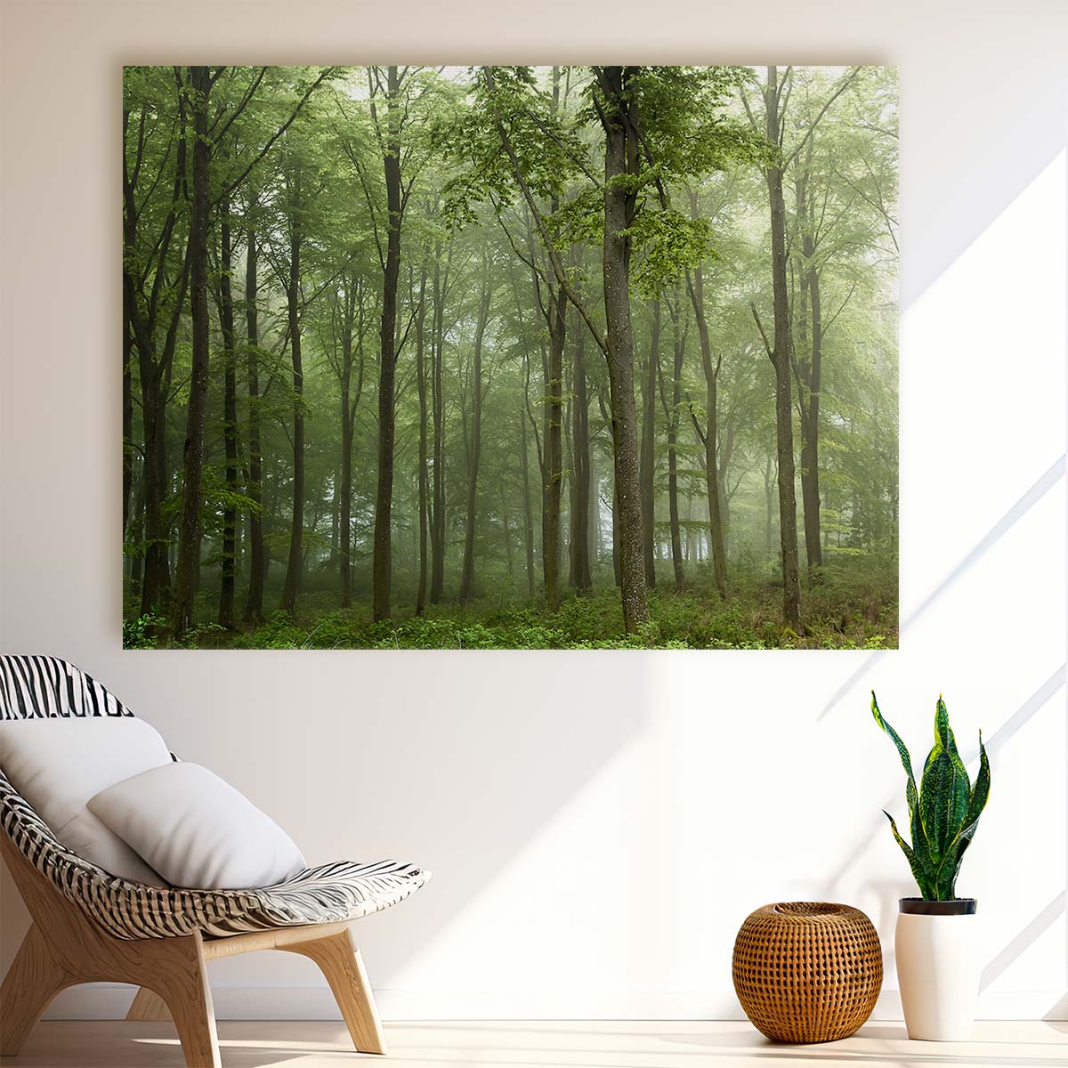 Foggy Green Forest Landscape Photography, Skive Denmark Wall Art