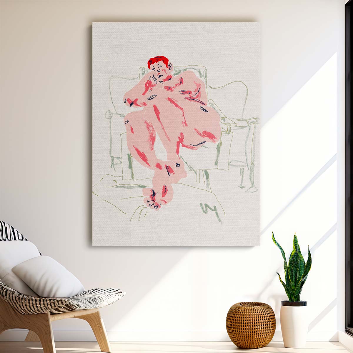 Francesco Gulina's Nude Model Chair Illustration Artwork by Luxuriance Designs, made in USA