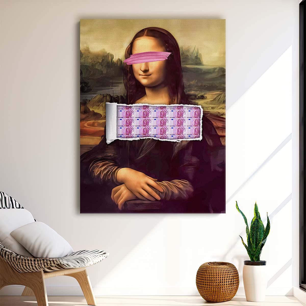 Money Lisa 500 Wall Art by Luxuriance Designs. Made in USA.