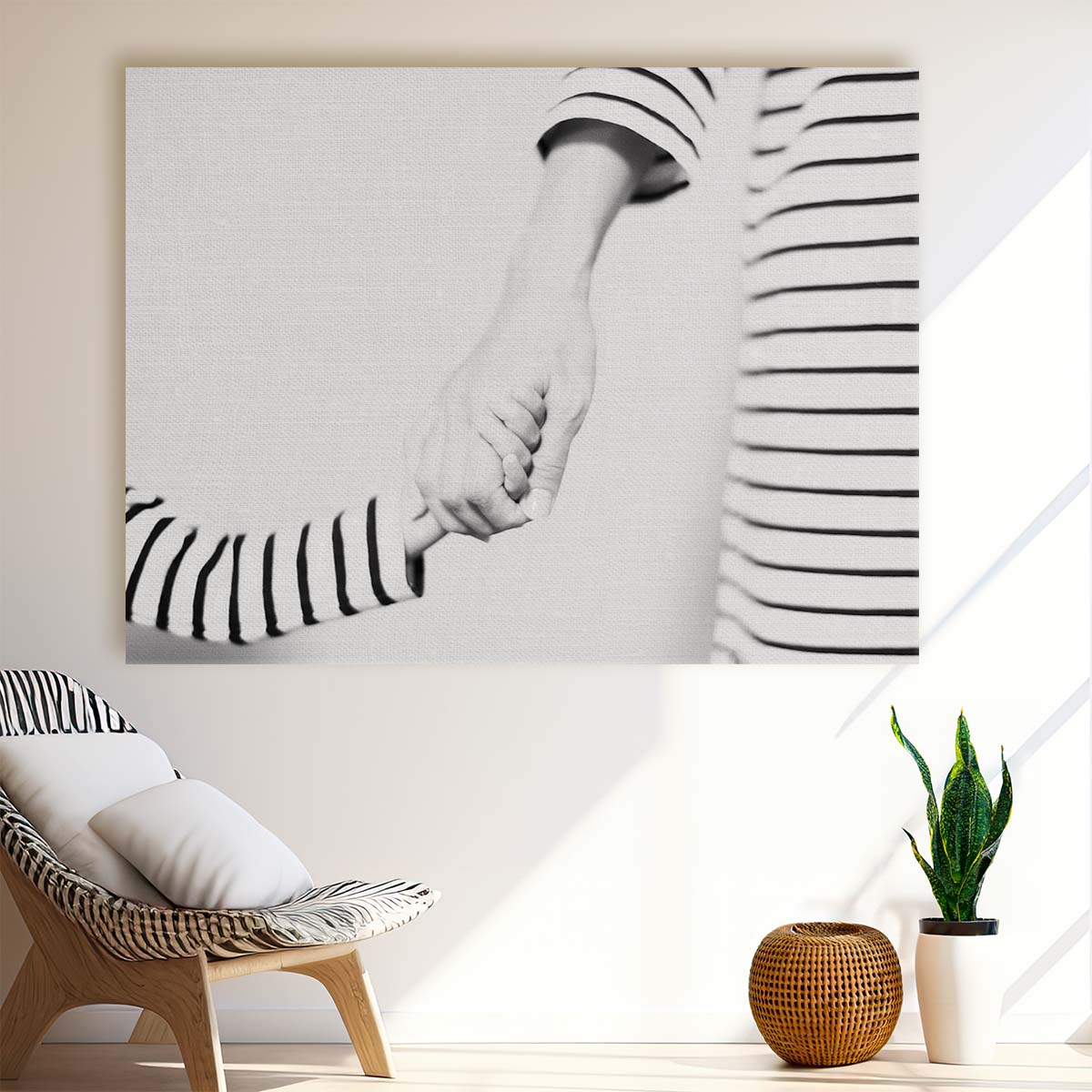 Monochrome Mother and Daughter Holding Hands Wall Art by Luxuriance Designs. Made in USA.