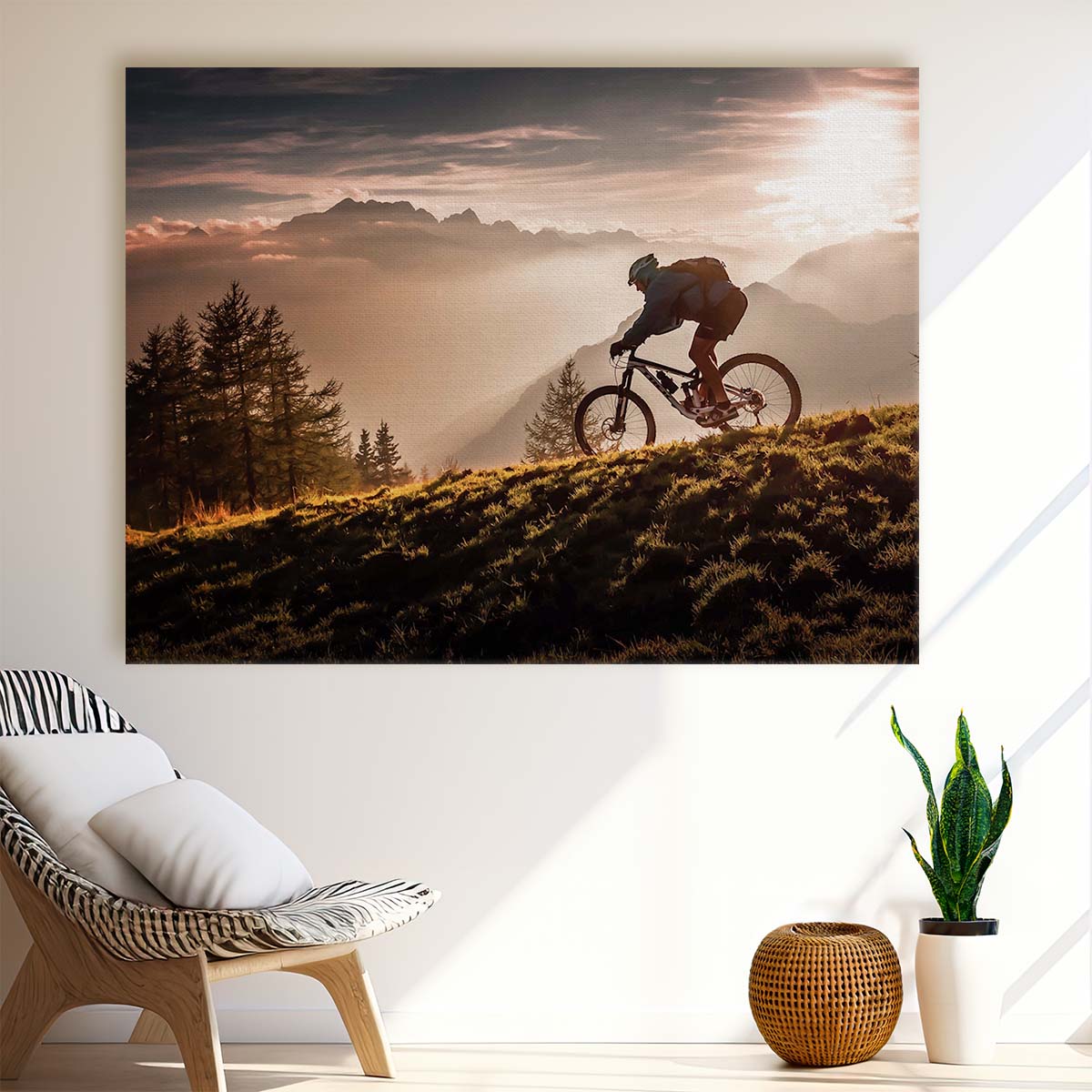 Golden Hour Mountain Biking Adventure - Action Photography Wall Art