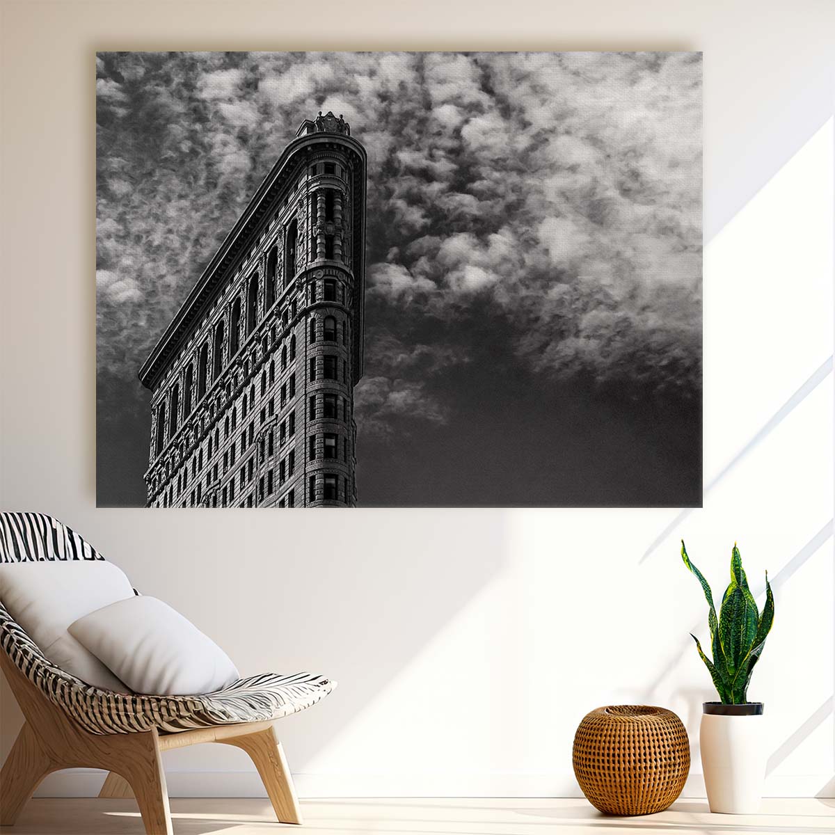Iconic NYC Flatiron Building Monochrome Wall Art by Luxuriance Designs. Made in USA.