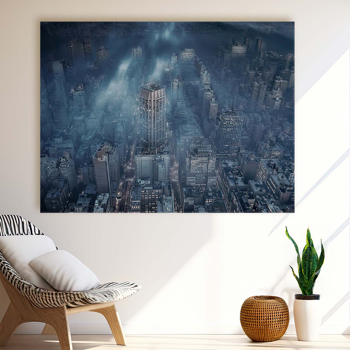 NYC Skyline Night Lights Cityscape Wall Art by Luxuriance Designs. Made in USA.