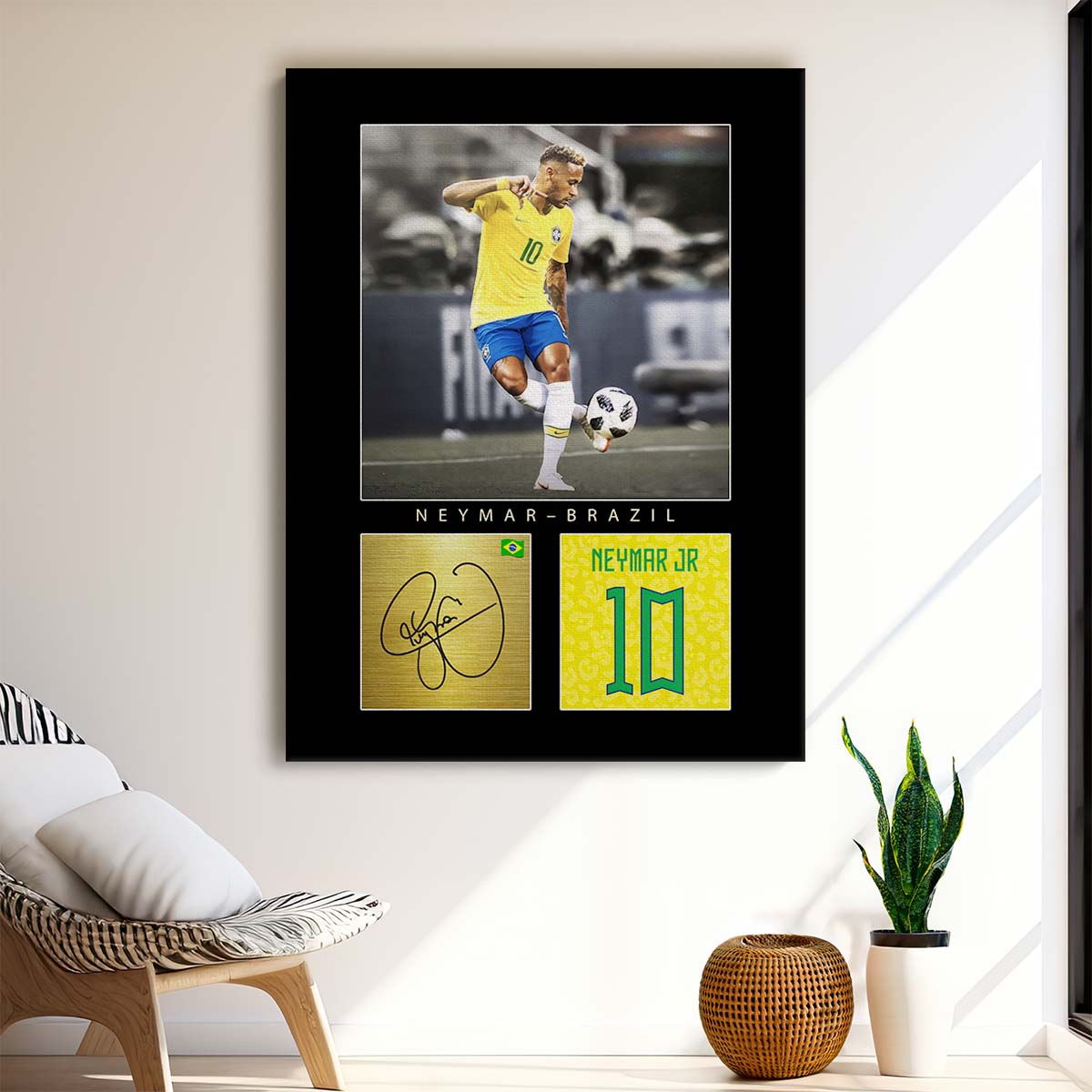 Neymar Brazil World Cup Signature Wall Art by Luxuriance Designs. Made in USA.