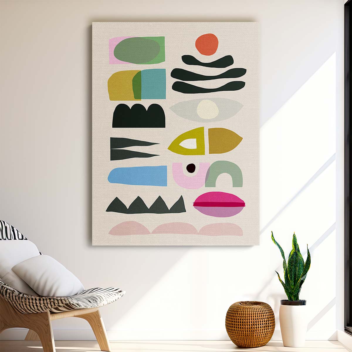 Dan Hobday's Abstract Geometry Nord No2 Illustration, Organic Bright Colors by Luxuriance Designs, made in USA