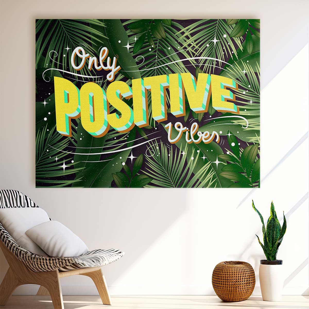 Only Positive Vibes Wall Art by Luxuriance Designs. Made in USA.