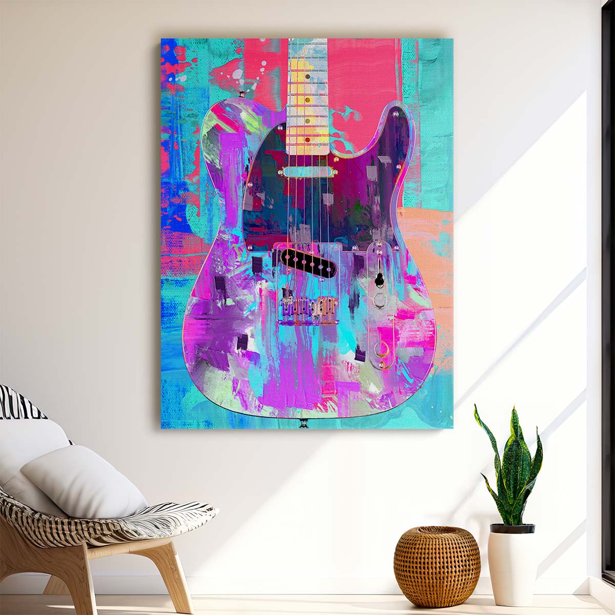 Painted Telecaster Guitar Wall Art by Luxuriance Designs. Made in USA.