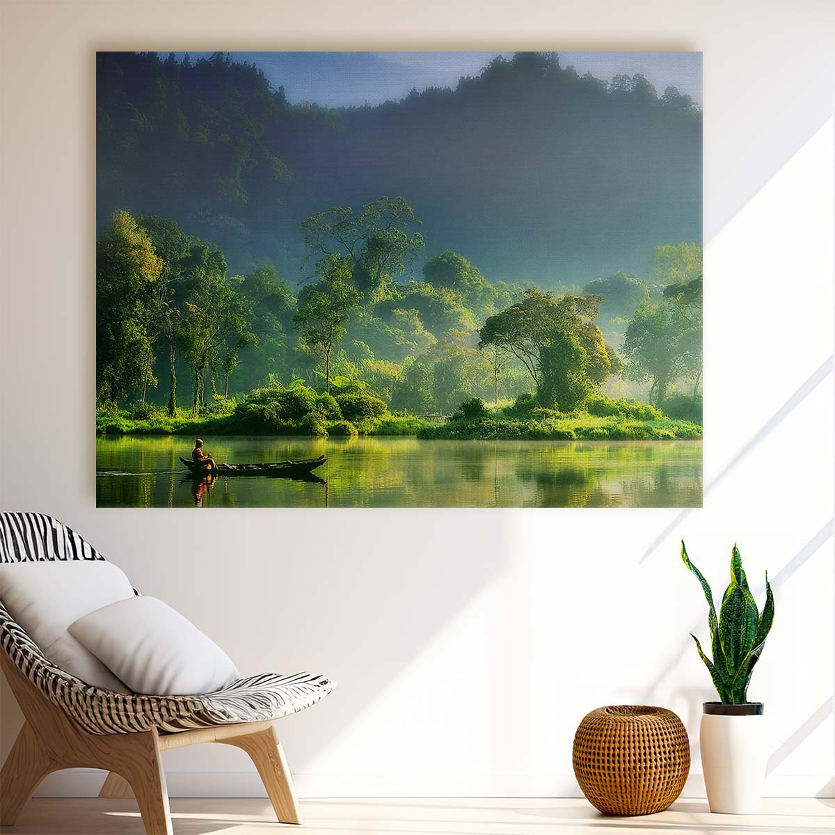 Serene Indonesian Jungle River Landscape Photography Wall Art