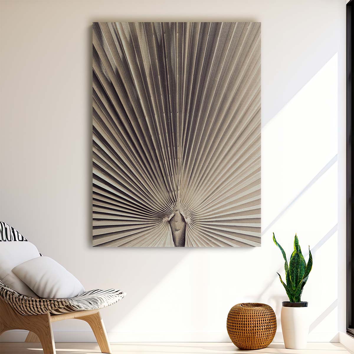 Botanical Still Life Photography Beige Palm Leaf Wall Art by Luxuriance Designs, made in USA