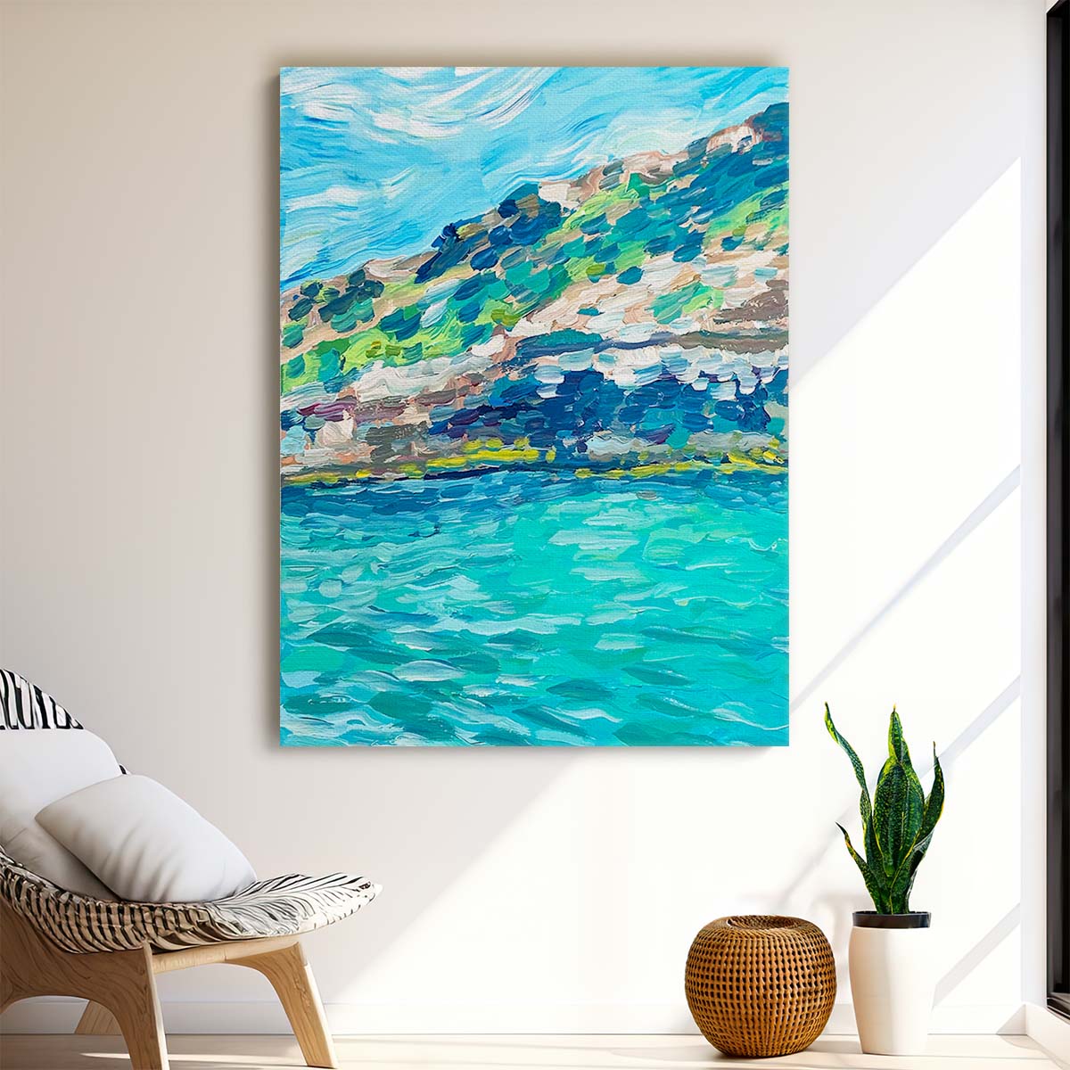 Vibrant Mallorca Spain Seascape Illustrated Acrylic Wall Art by Luxuriance Designs, made in USA