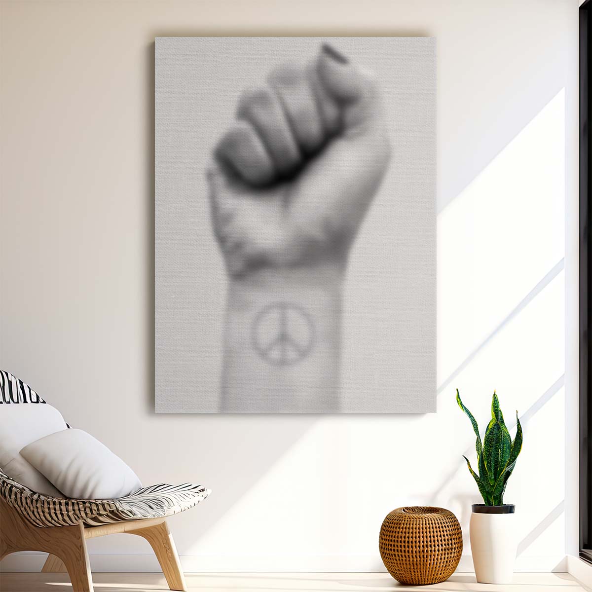 Monochrome Peace Sign Tattoo Illustration - Girl Power, Challenge & Equality by Luxuriance Designs, made in USA