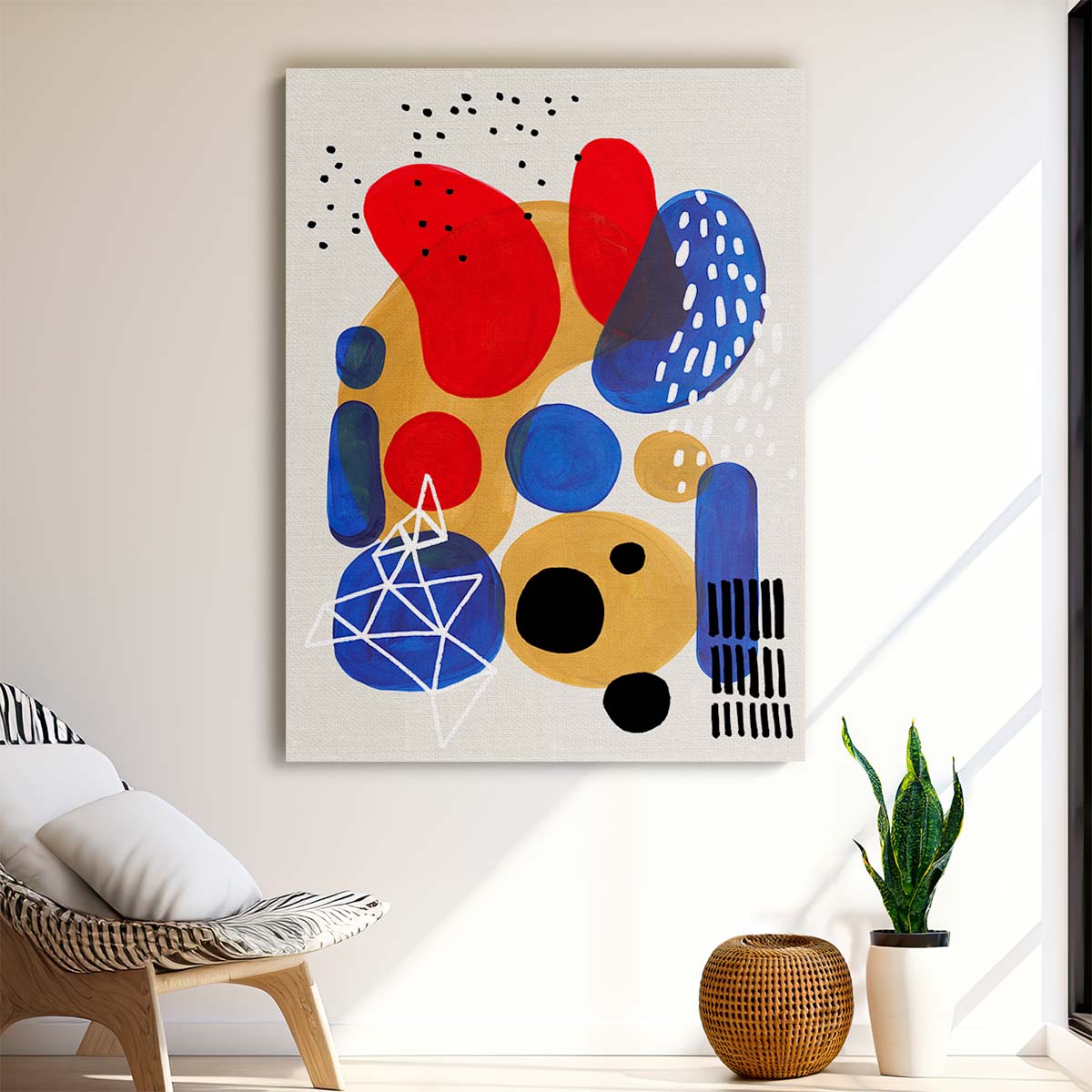 Ejaaz Haniff's Colorful Geometric Illustration Abstract Circles on White by Luxuriance Designs, made in USA