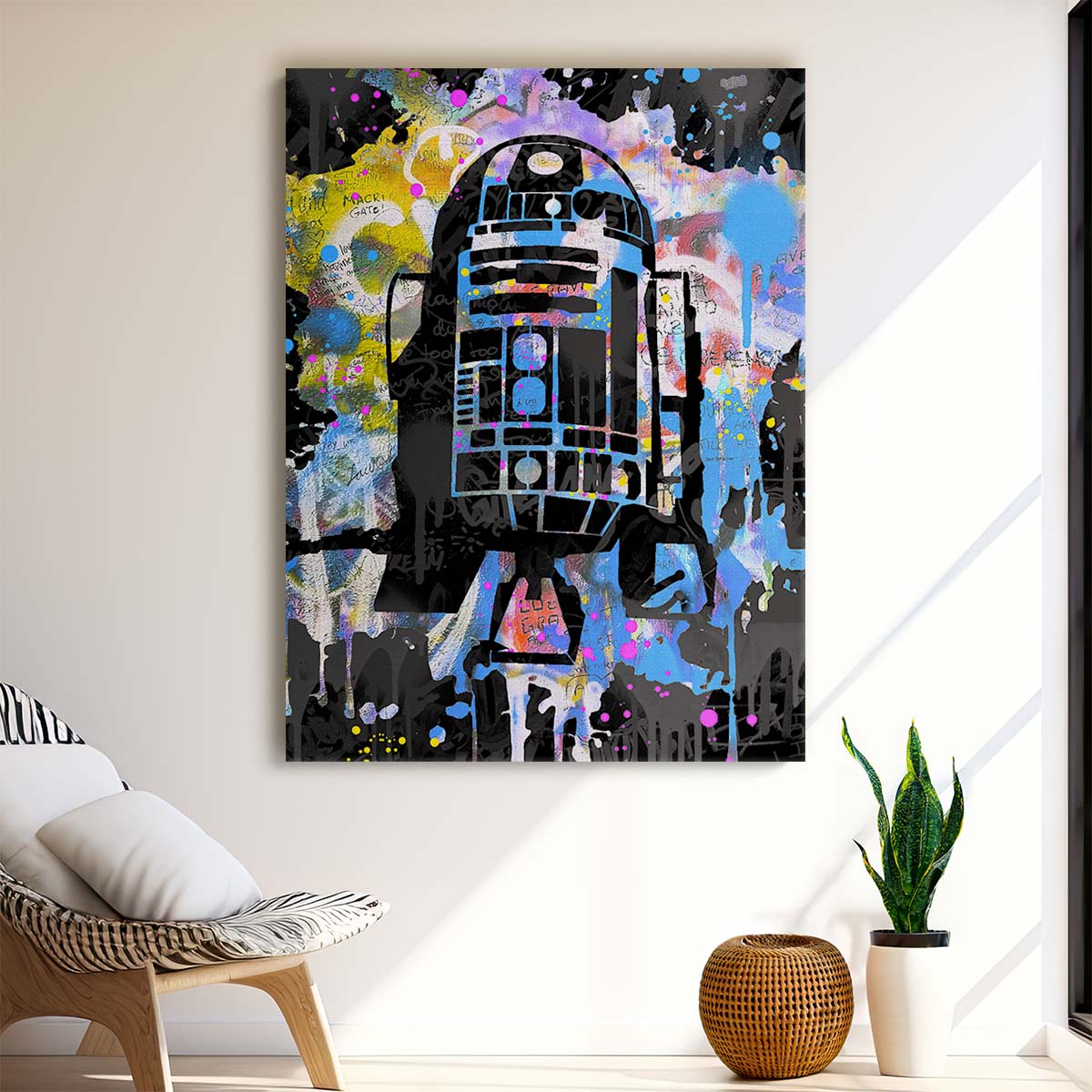 R2D2 Star Wars Graffiti Wall Art by Luxuriance Designs. Made in USA.