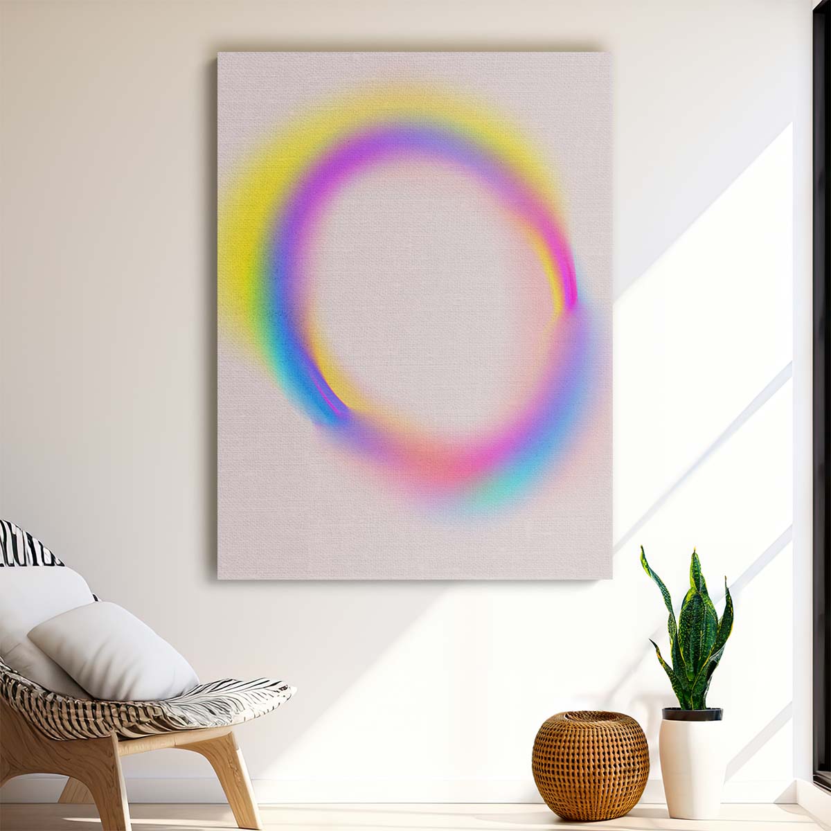 Abstract Geometric Rainbow Neon Circle Illustration by Treechild by Luxuriance Designs, made in USA