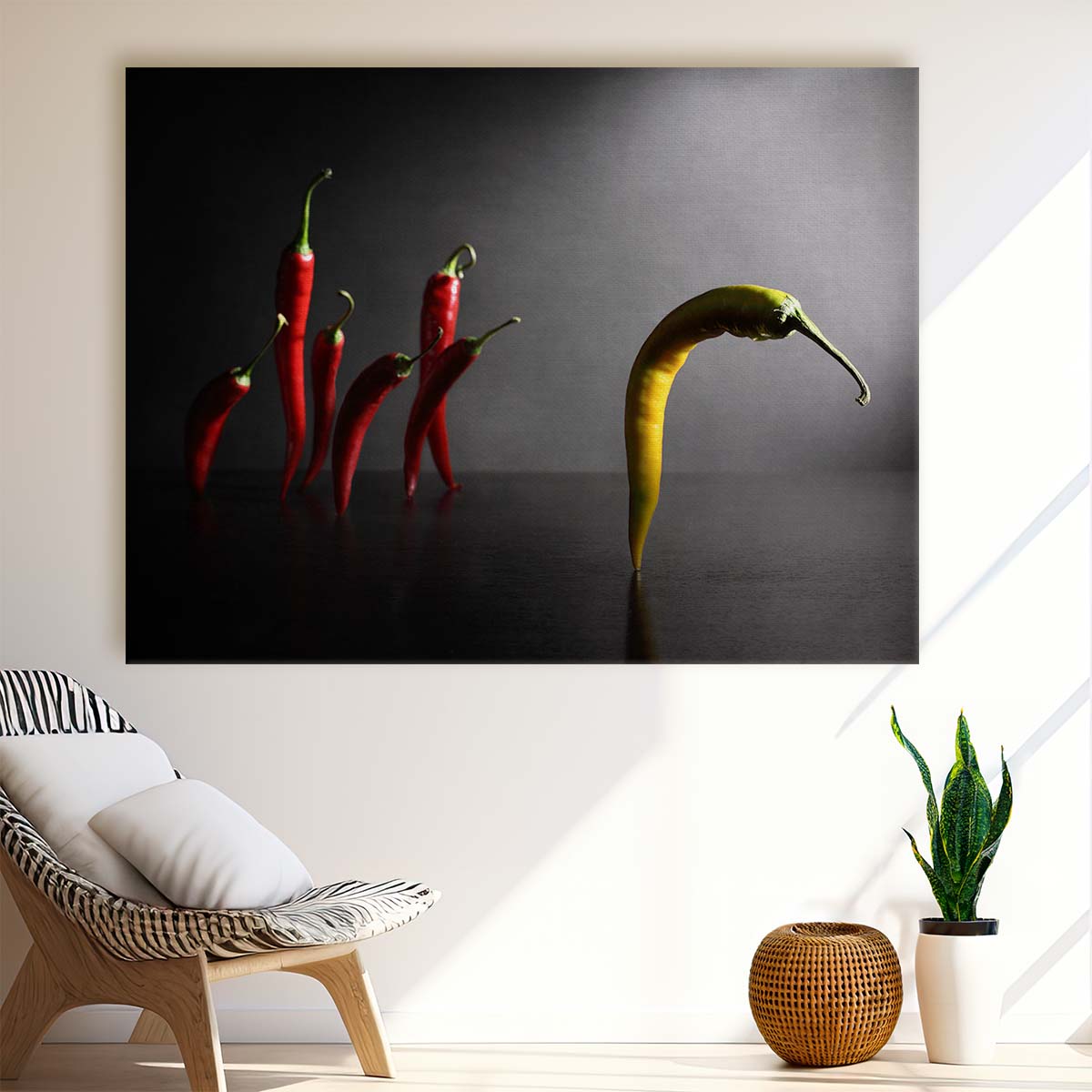 Red & Yellow Chili Spice Kitchen Vegetables Wall Art by Luxuriance Designs. Made in USA.