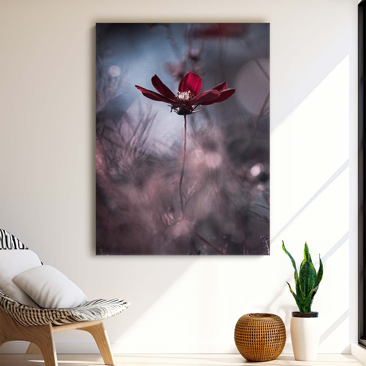 Delicate Red Flower Macro Photography Art by Fabien Bravin by Luxuriance Designs, made in USA
